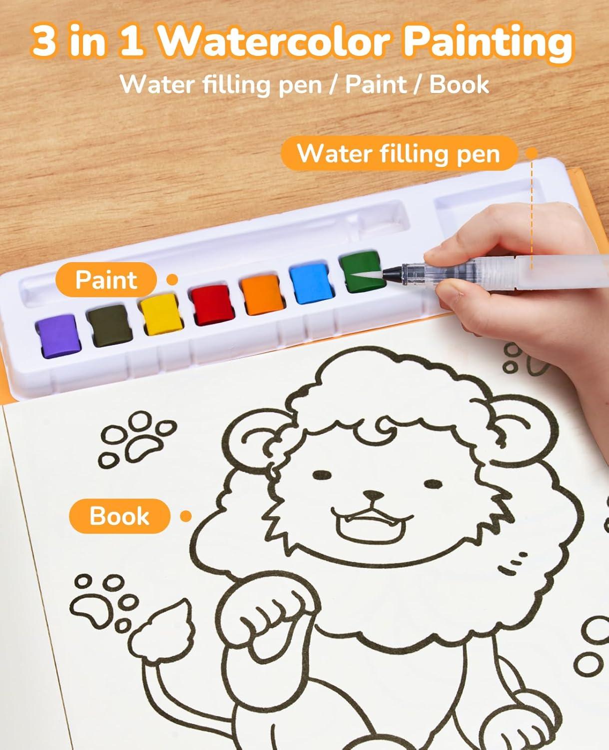 JoyCat Paint with Water Coloring Books for Toddlers, Watercolor Painting Sets for Kids Ages 3-5 4-8, Arts and Crafts Drawing Activities Toy Birthday Gift for Boys Girls (Animal & Alphabet)(Common Knowledge)