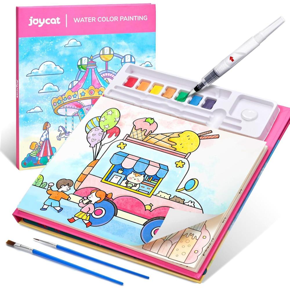 JoyCat Paint with Water Coloring Books for Toddlers, Watercolor Painting Sets for Kids Ages 3-5 4-8, Arts and Crafts Drawing Activities Toy Birthday Gift for Boys Girls (Animal & Alphabet)(Funfair)