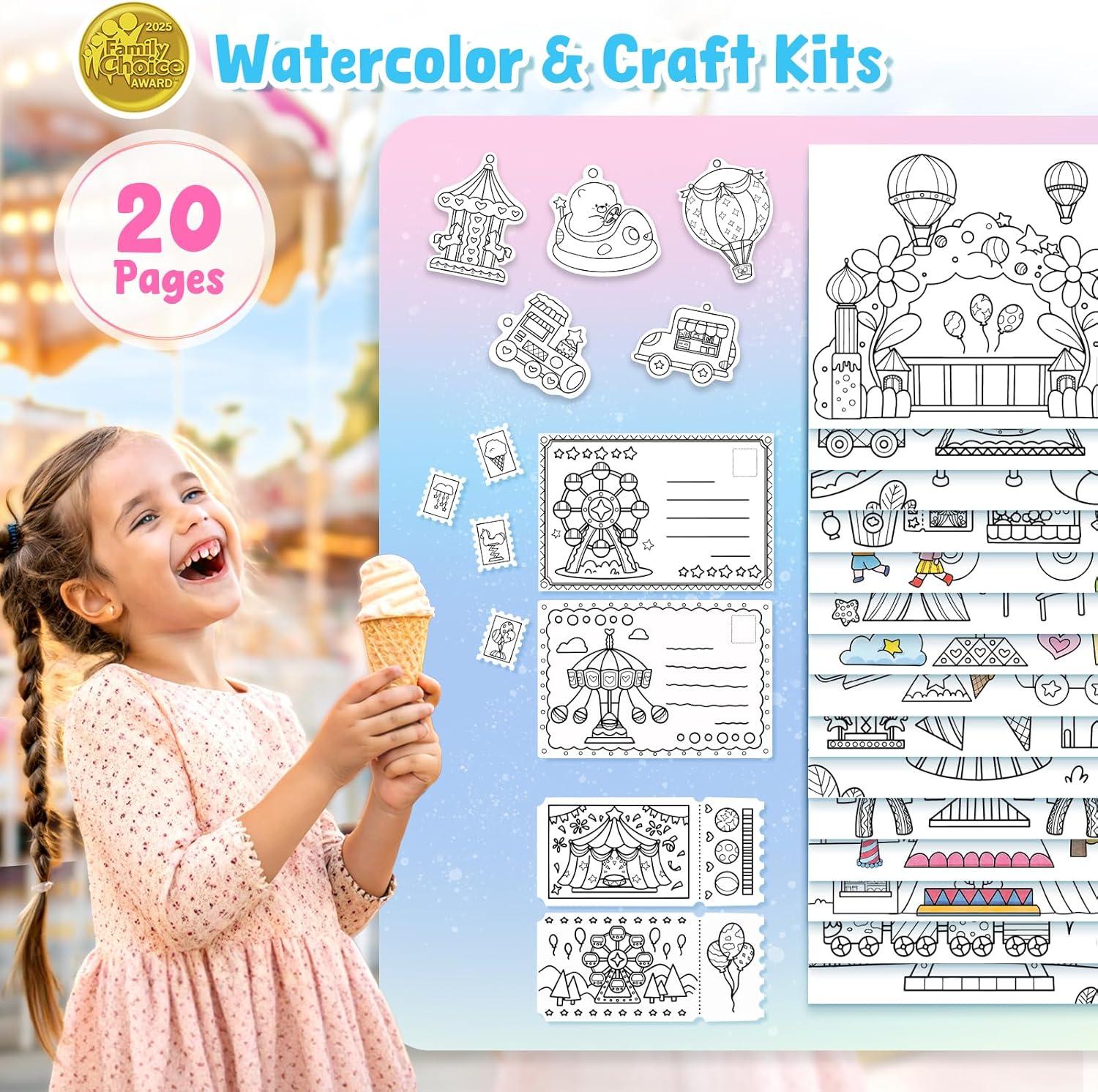 JoyCat Paint with Water Coloring Books for Toddlers, Watercolor Painting Sets for Kids Ages 3-5 4-8, Arts and Crafts Drawing Activities Toy Birthday Gift for Boys Girls (Animal & Alphabet)(Funfair)