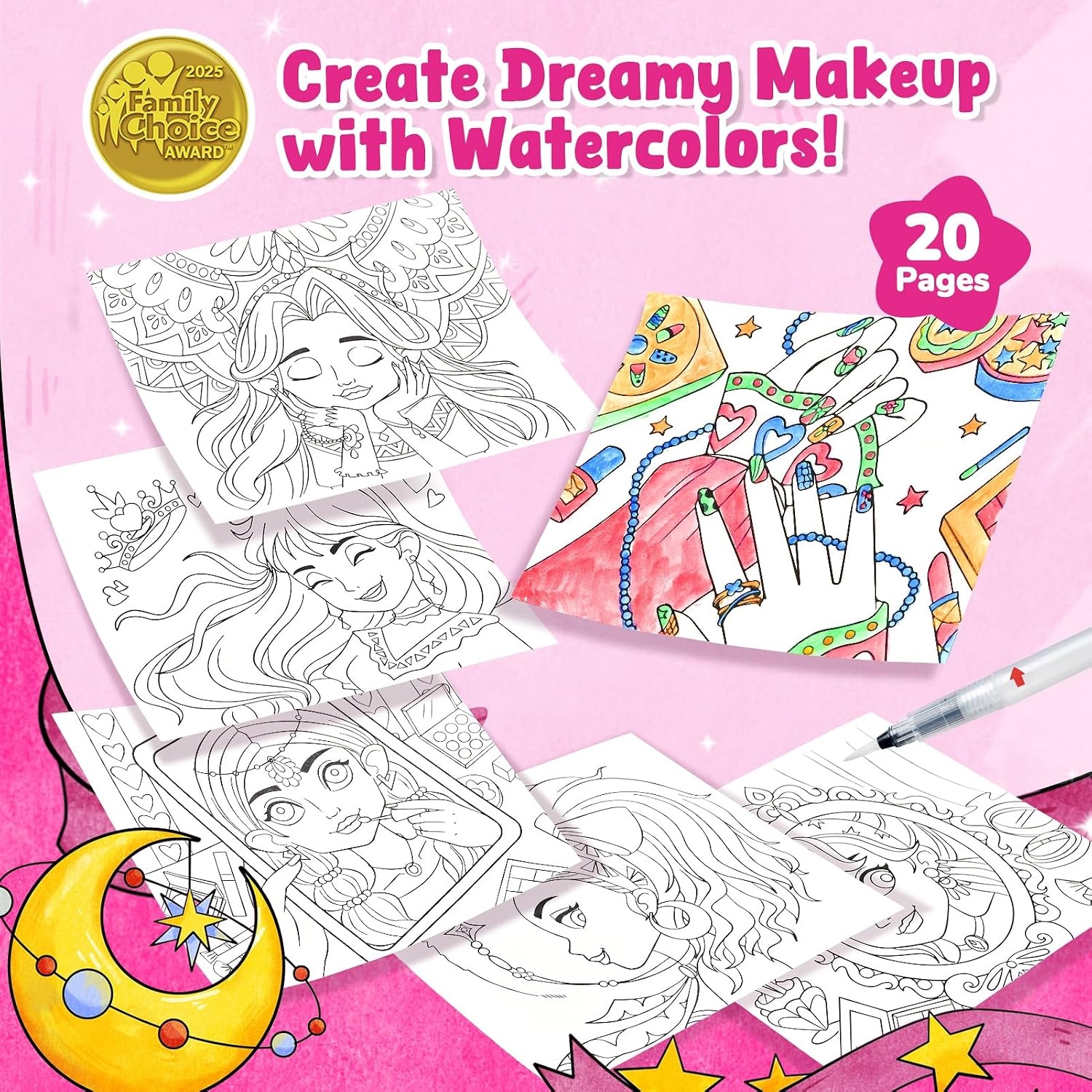 JoyCat Paint with Water Coloring Books for Toddlers, Watercolor Painting Sets for Kids Ages 3-5 4-8, Arts and Crafts Drawing Activities Toy Birthday Gifts for Boys Girls (Halloween)(Makeup & Manicures)