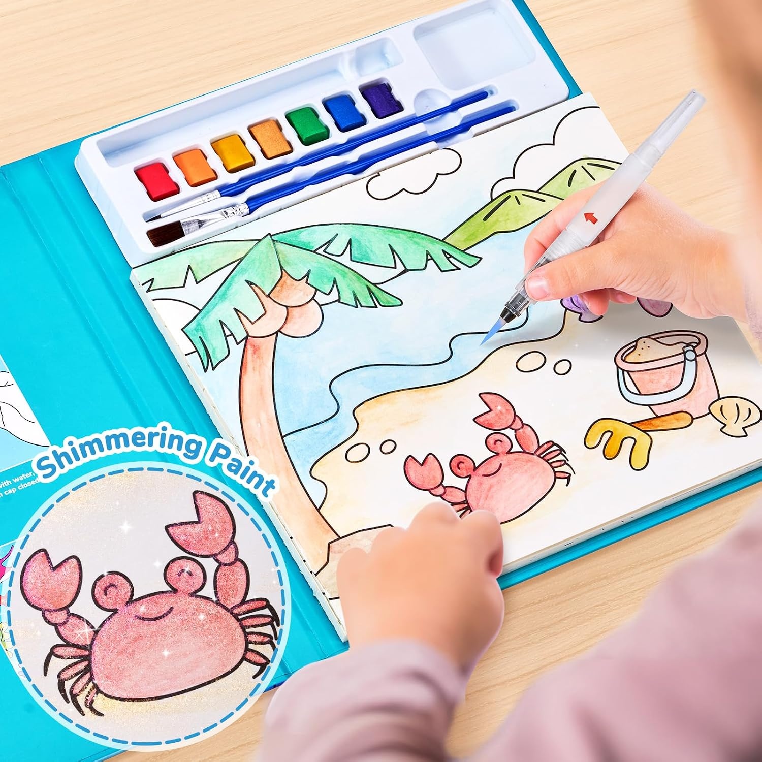 JoyCat Paint with Water Coloring Books for Toddlers, Watercolor Painting Sets for Kids Ages 3-5 4-8, Arts and Crafts Drawing Activities Toy Birthday Gifts for Boys Girls (Halloween)(Sea Animals)