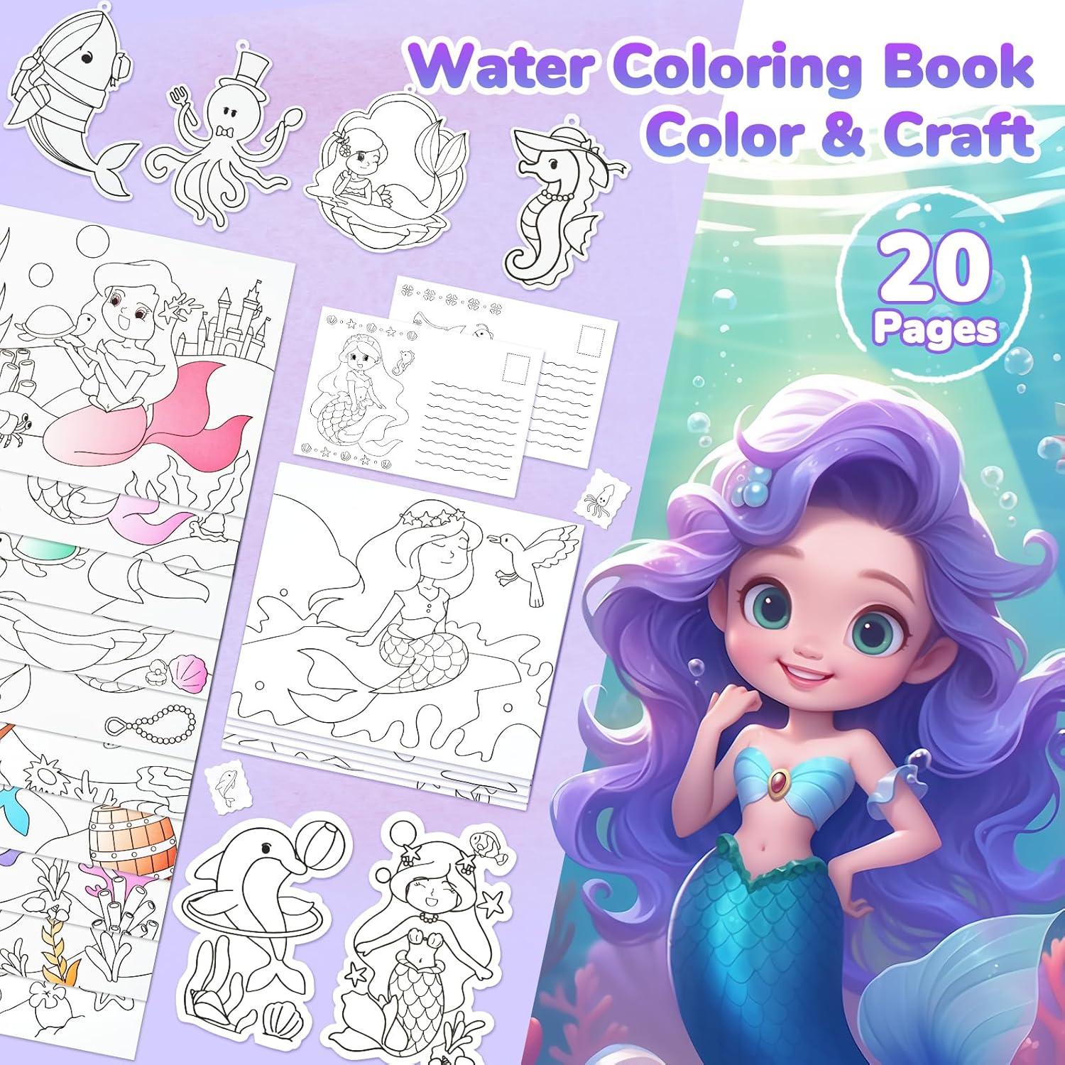 JoyCat Paint with Water Coloring Books for Toddlers, Watercolor Painting Sets for Kids Ages 3-5 4-8, Arts and Crafts Drawing Activities Toy Birthday Gift for Boys Girls (Animal & Alphabet)(Underwater World)