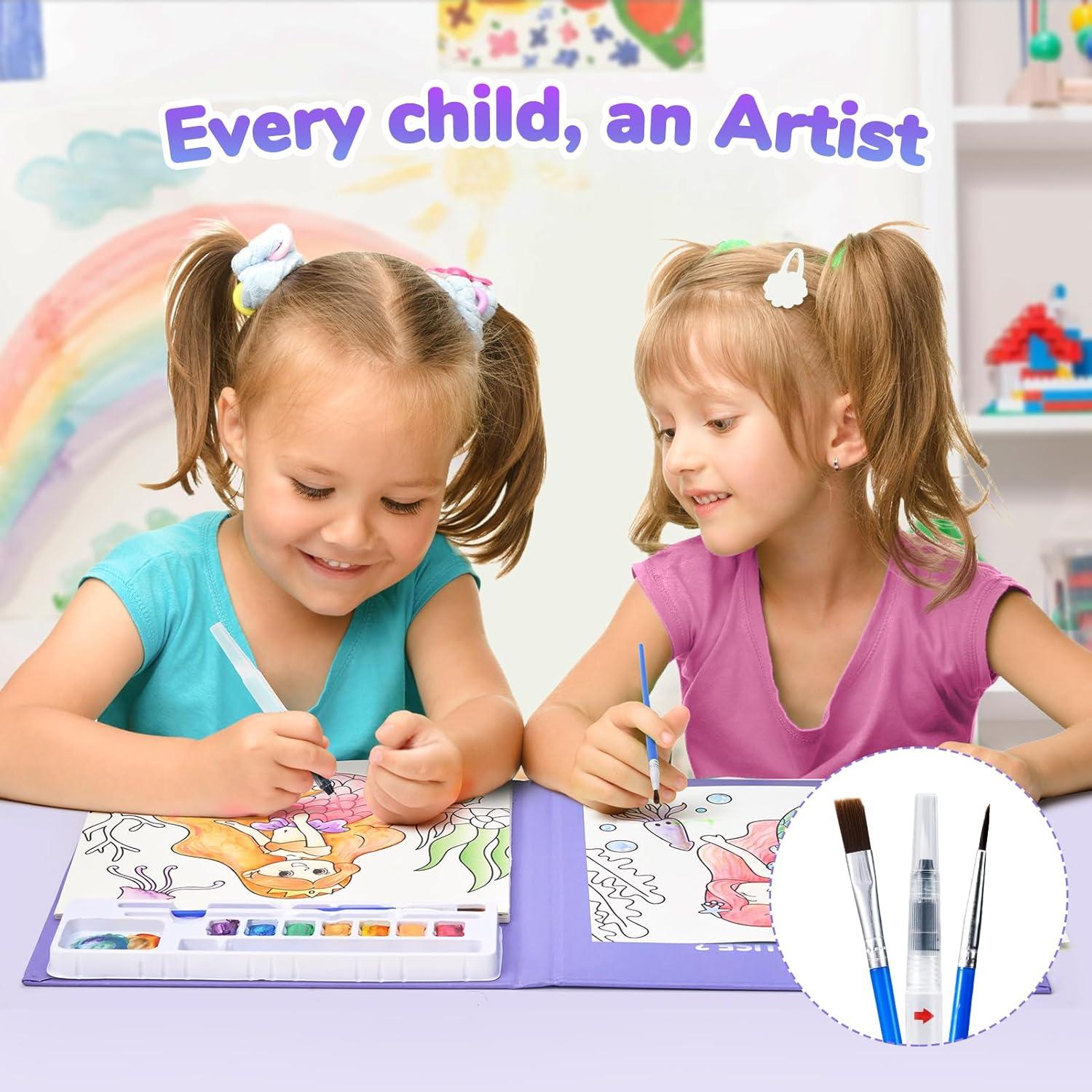 JoyCat Paint with Water Coloring Books for Toddlers, Watercolor Painting Sets for Kids Ages 3-5 4-8, Arts and Crafts Drawing Activities Toy Birthday Gift for Boys Girls (Animal & Alphabet)(Underwater World)