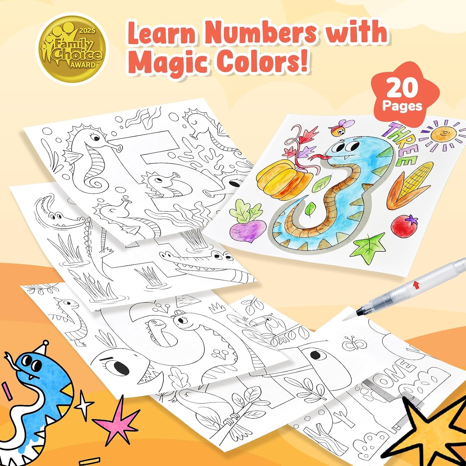 JoyCat Paint with Water Coloring Books for Toddlers, Watercolor Painting Sets for Kids Ages 3-5 4-8, Arts and Crafts Drawing Activities Toy Birthday Gifts for Boys Girls (Halloween)(Numbers)