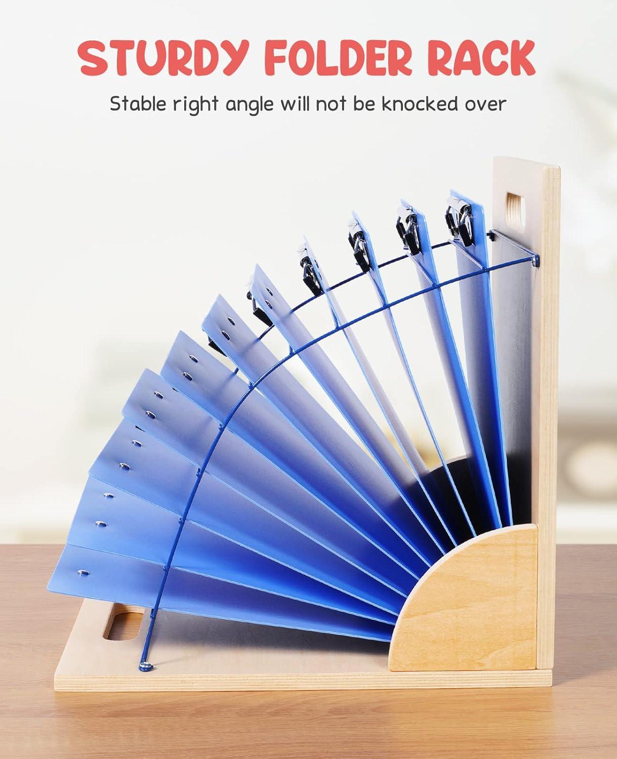 GAMENOTE Clipboard Holder, Wood and Metal Clipboard Holder Stand, Small White Board Storage Rack Organizer for Classroom, Office, Assembly Required (1)(2)