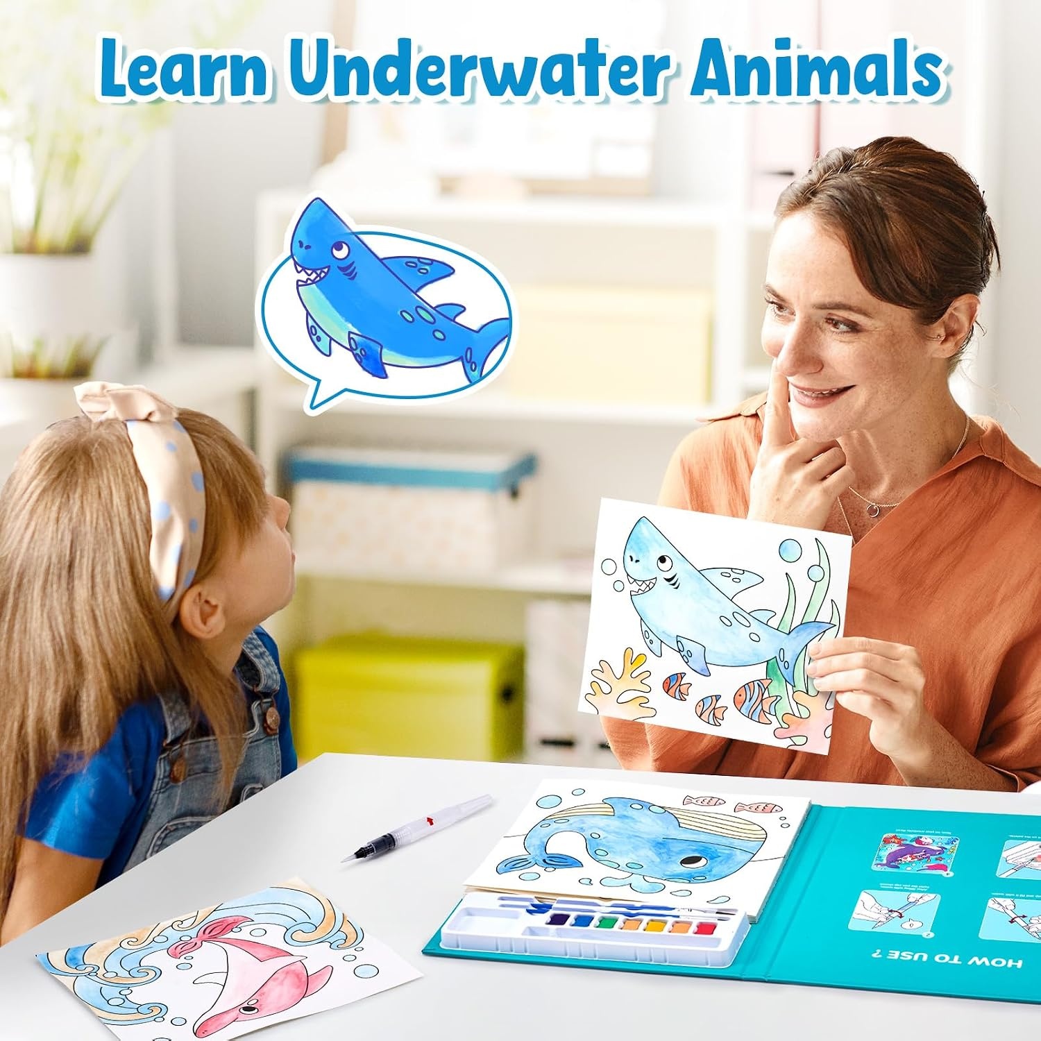 JoyCat Paint with Water Coloring Books for Toddlers (Thanksgiving)(Sea Animals)