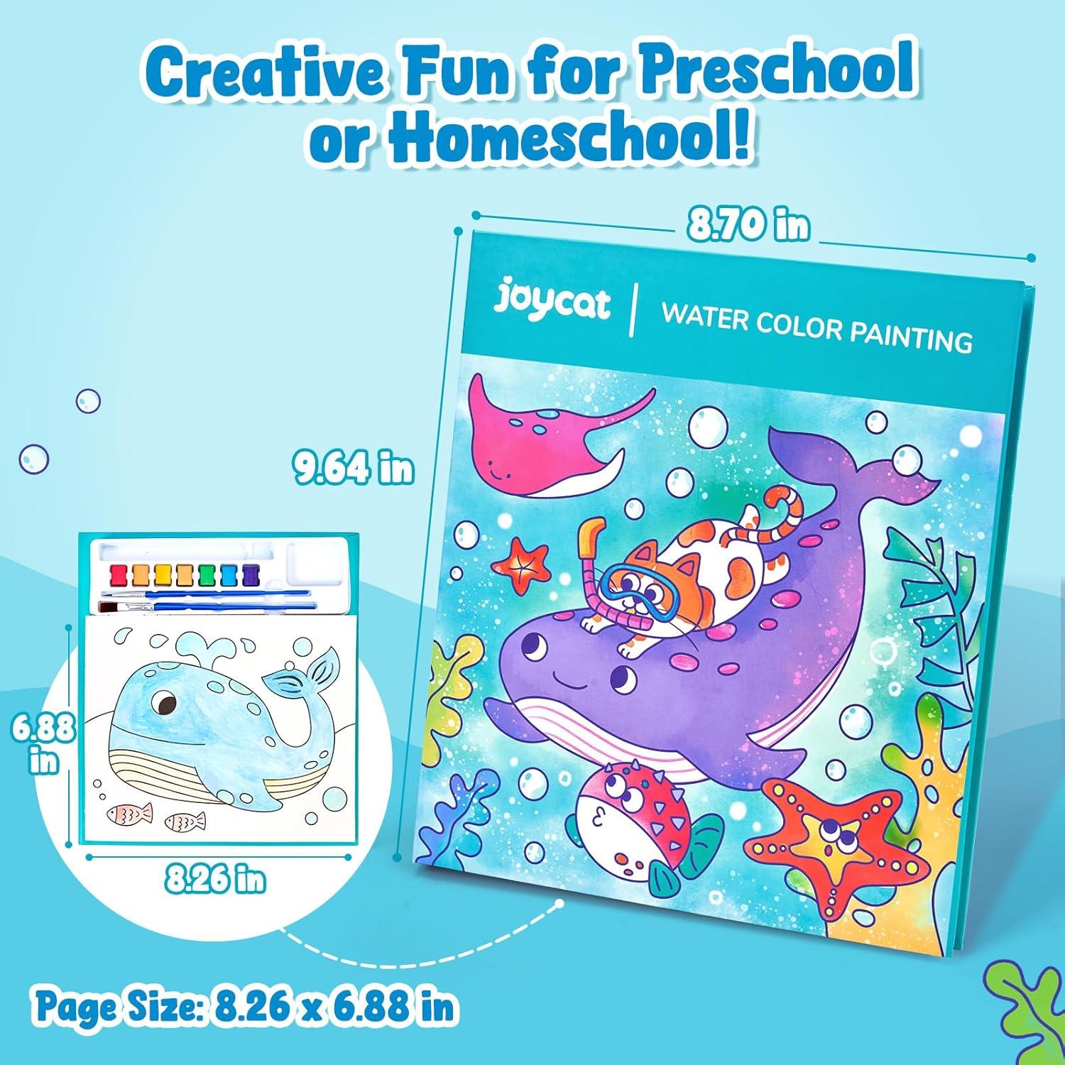 JoyCat Paint with Water Coloring Books for Toddlers, Watercolor Painting Sets for Kids Ages 3-5 4-8, Arts and Crafts Drawing Activities Toy Birthday Gift for Boys Girls (Animal & Alphabet)(Sea Animals)