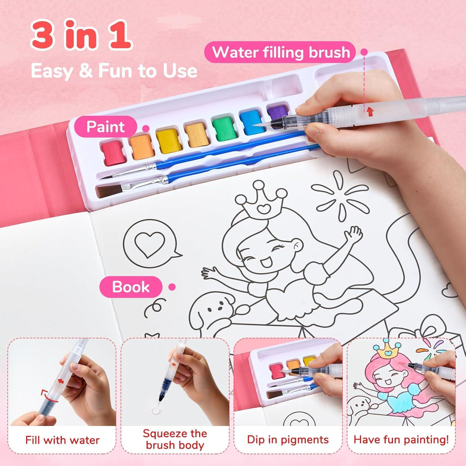 JoyCat Paint with Water Coloring Books for Toddlers, Watercolor Painting Sets for Kids Ages 3-5 4-8, Arts and Crafts Drawing Activities Toy Birthday Gift for Boys Girls (Animal & Alphabet)(Party)