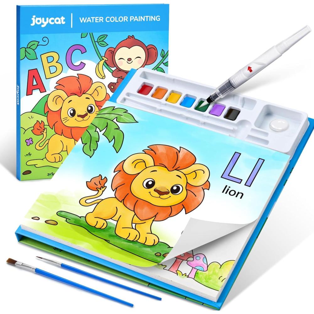 JoyCat Paint with Water Coloring Books for Toddlers, Watercolor Painting Sets for Kids Ages 3-5 4-8, Arts and Crafts Drawing Activities Toy Birthday Gift for Boys Girls (Animal & Alphabet)(Animal & Alphabet)