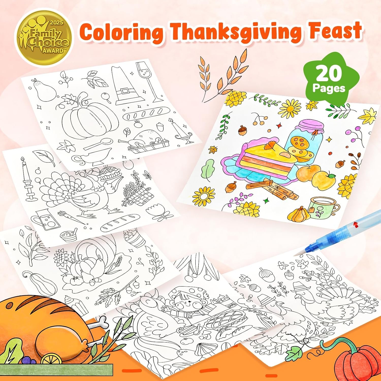 JoyCat Paint with Water Coloring Books for Toddlers (Thanksgiving)(Thanksgiving)