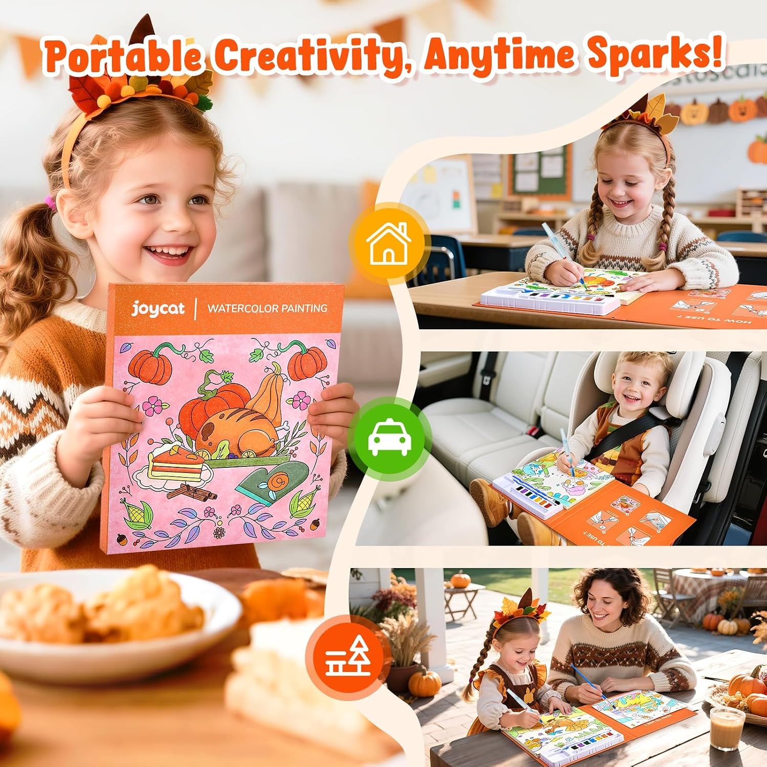 JoyCat Paint with Water Coloring Books for Toddlers (Thanksgiving)(Thanksgiving)