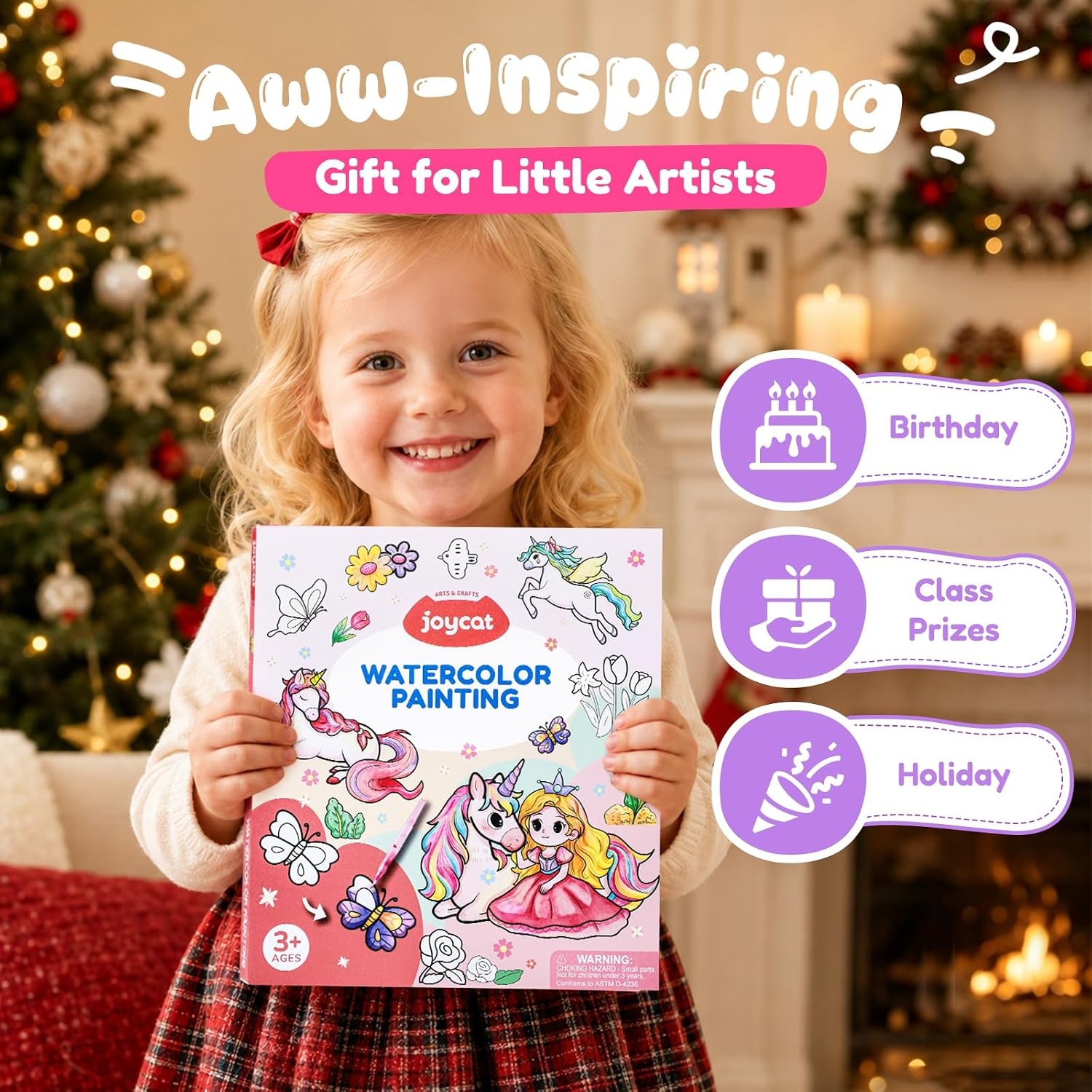 JoyCat Paint with Water Coloring Books for Toddlers (Princess)(Watermelon pink)