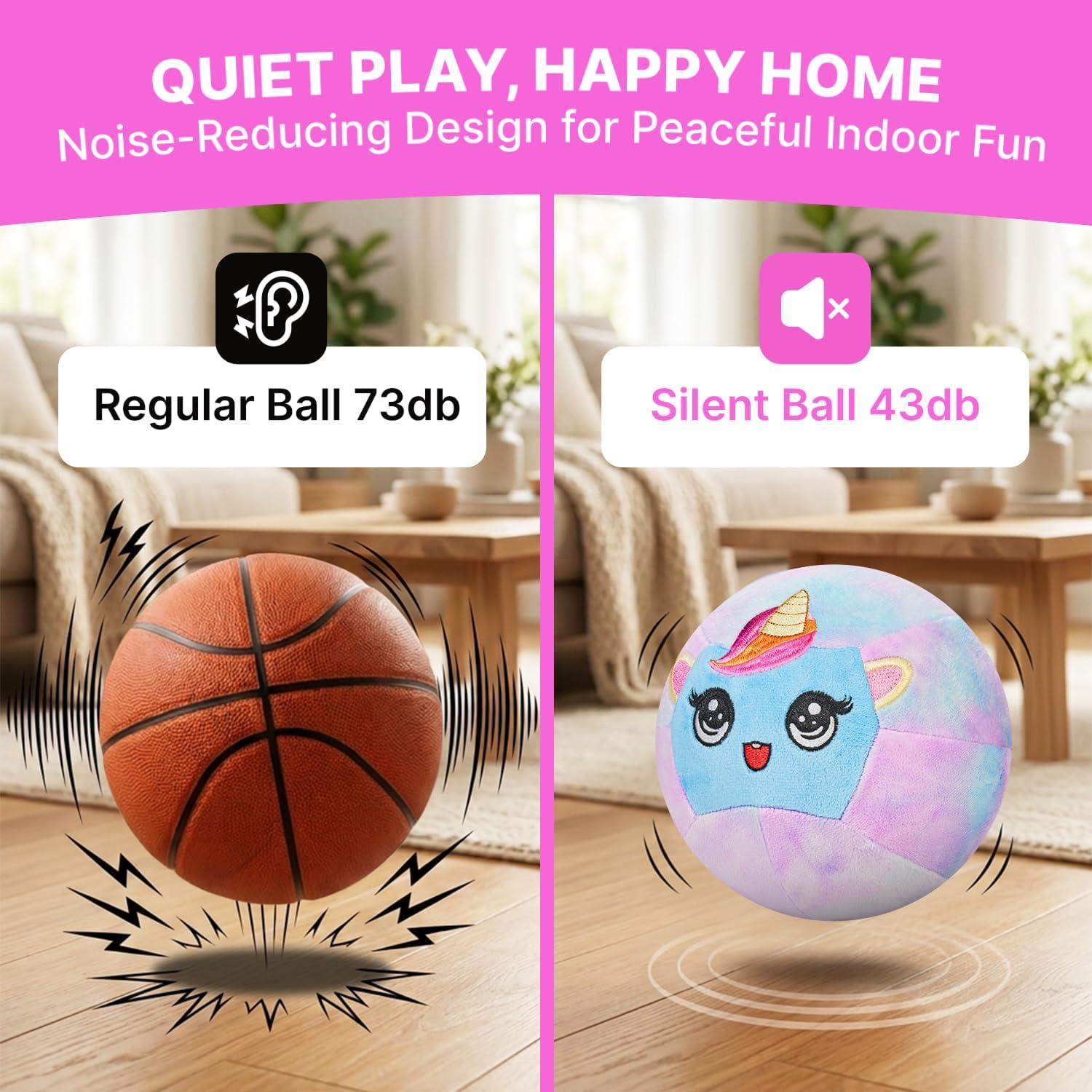 JoyCat Silent Indoor Soccer Ball for Toddlers 1-3, Dinosaur Soft Plush Baby Toddler Soccer Ball Toys Gifts for 1 2 3 4 5 Year Old Boy Girl Birthday Gifts(Unicorn Basketball)