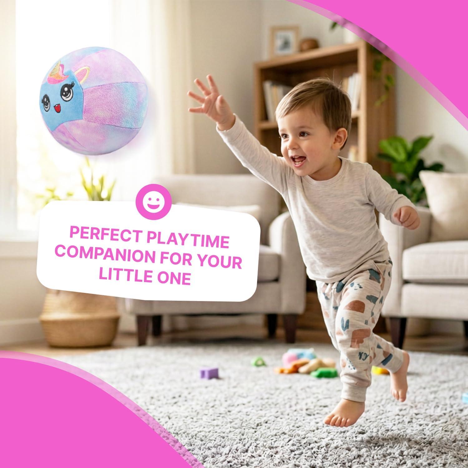 JoyCat Silent Indoor Soccer Ball for Toddlers 1-3, Dinosaur Soft Plush Baby Toddler Soccer Ball Toys Gifts for 1 2 3 4 5 Year Old Boy Girl Birthday Gifts(Unicorn Basketball)