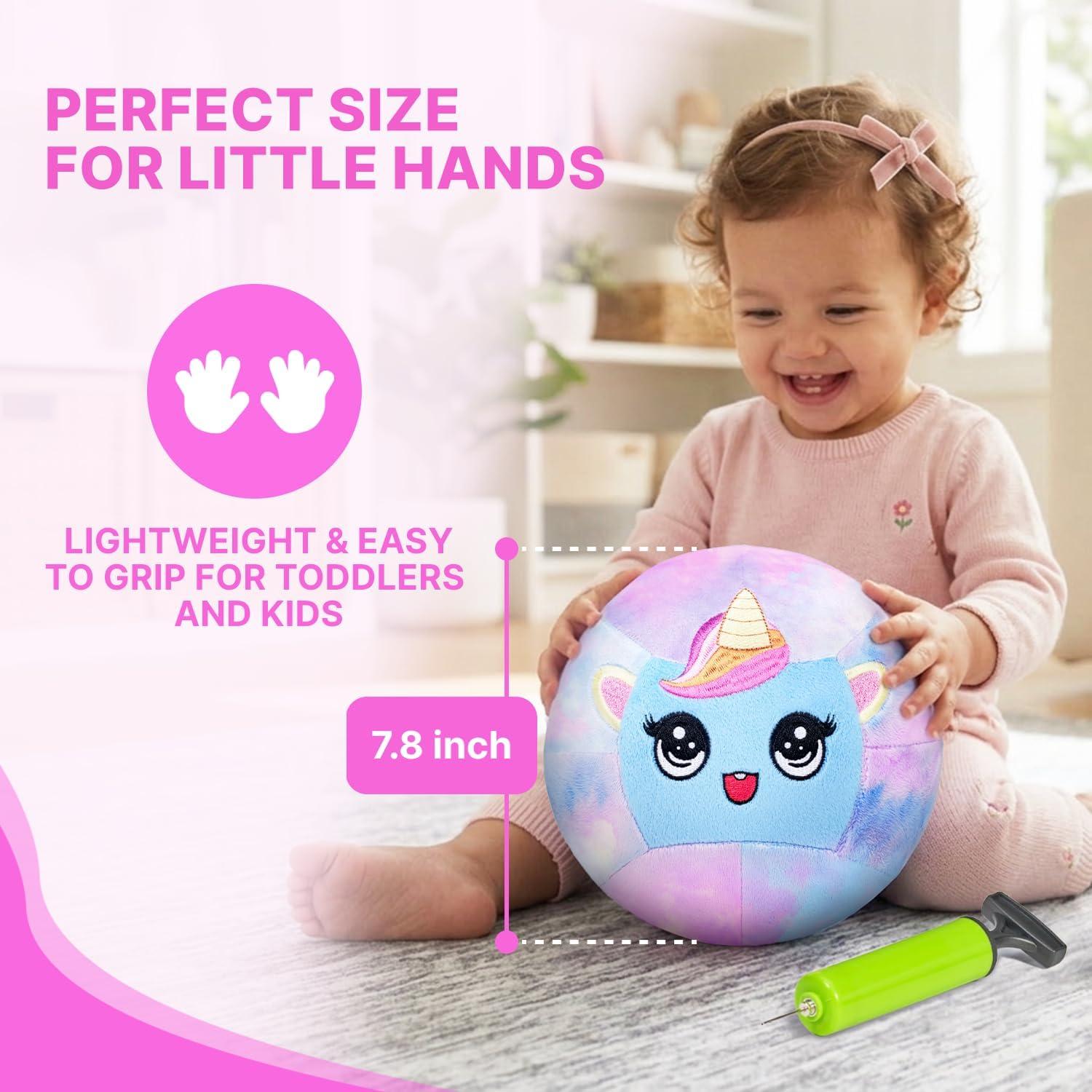 JoyCat Silent Indoor Soccer Ball for Toddlers 1-3, Dinosaur Soft Plush Baby Toddler Soccer Ball Toys Gifts for 1 2 3 4 5 Year Old Boy Girl Birthday Gifts(Unicorn Basketball)