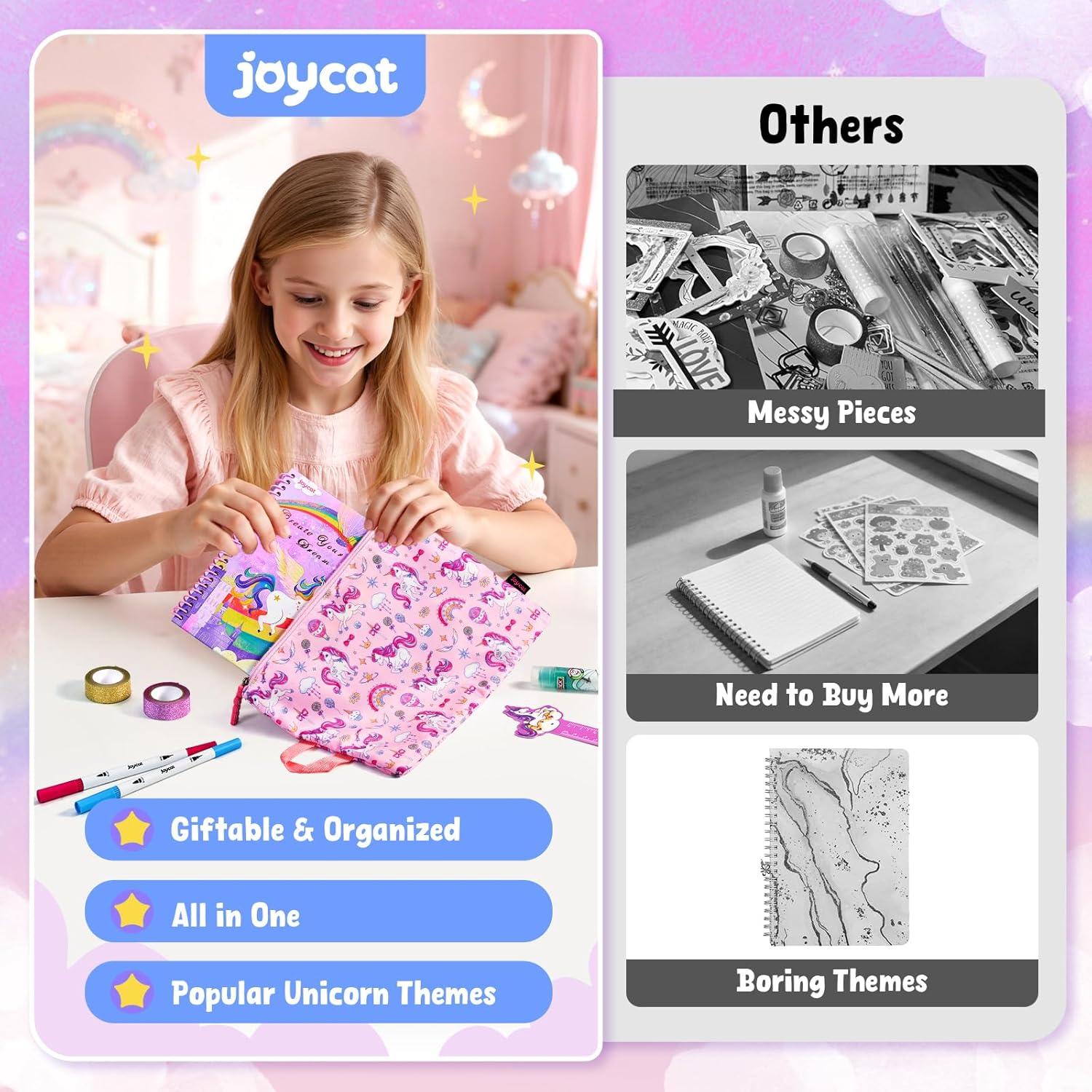 JoyCat DIY Journal Kit for Girls with Storage Bag, Birthday Gifts for 8 9 10 11 12 Year Old Girl Diary Scrapbook Supplies Art Crafts for Kids Journaling Stationery Set