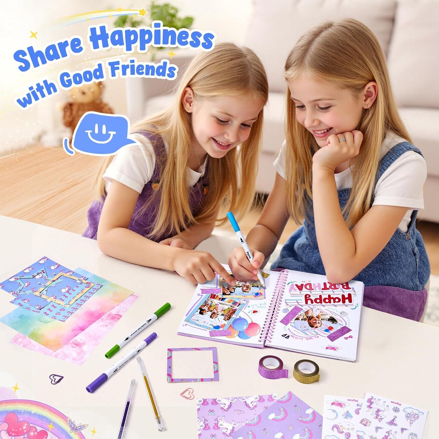 JoyCat DIY Journal Kit for Girls with Storage Bag, Birthday Gifts for 8 9 10 11 12 Year Old Girl Diary Scrapbook Supplies Art Crafts for Kids Journaling Stationery Set