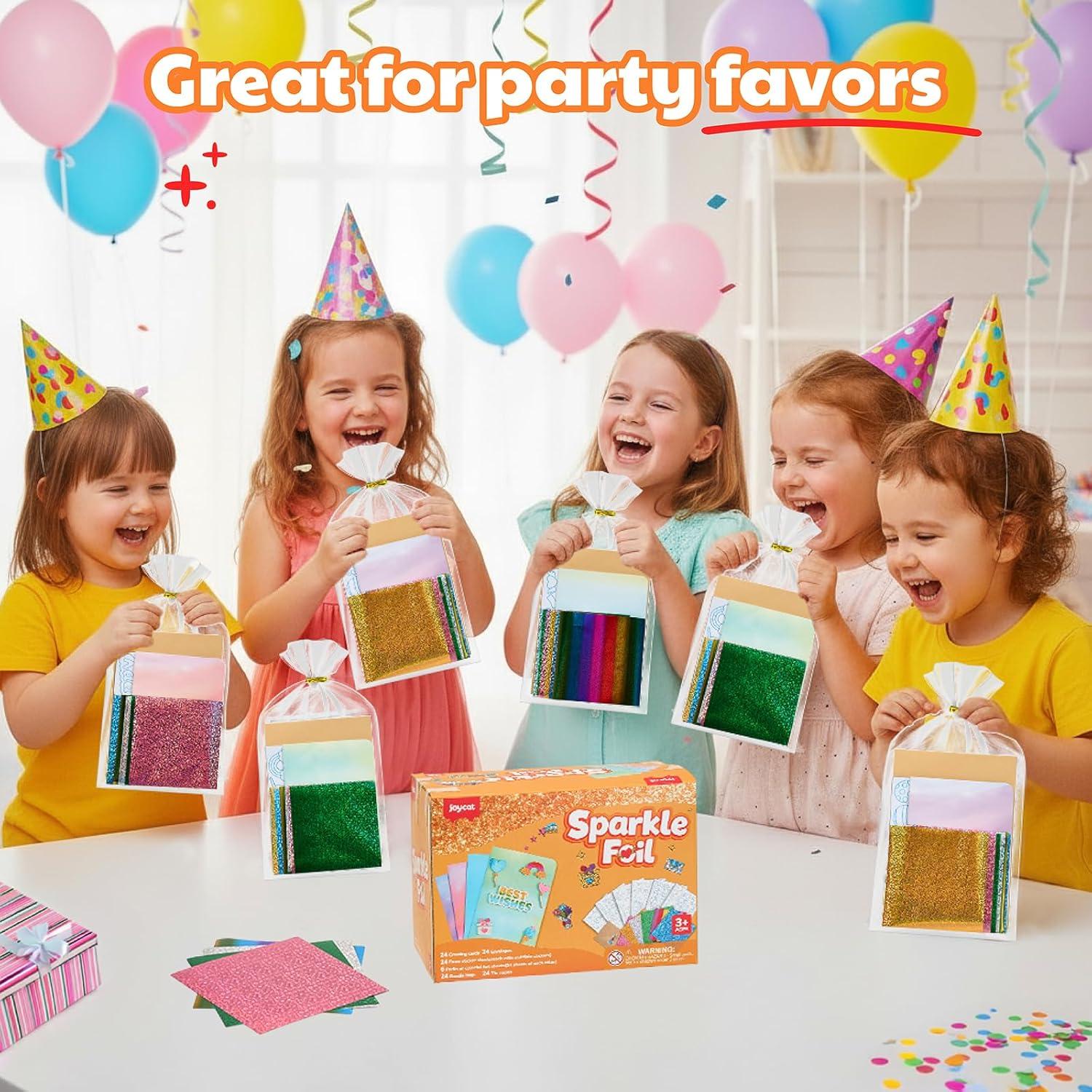 JoyCat 24 Pack Foil Craft Party Favors,No Mess Arts and Crafts for Kids,Goodie Bag Stuffers,DIY Creative Activity, Birthday Present for Girls Boys 4 5 6 7 8 9 Years Old(Unicorn)(Greeting Cards)