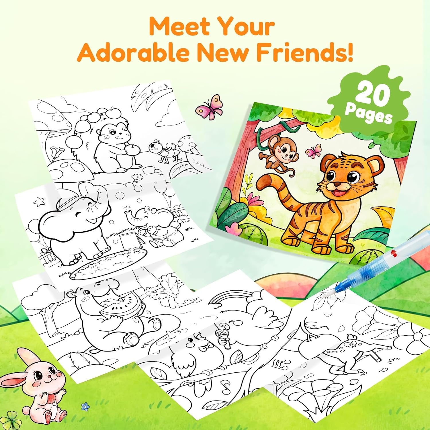 JoyCat Paint with Water Coloring Books for Toddlers (Princess)(Green)