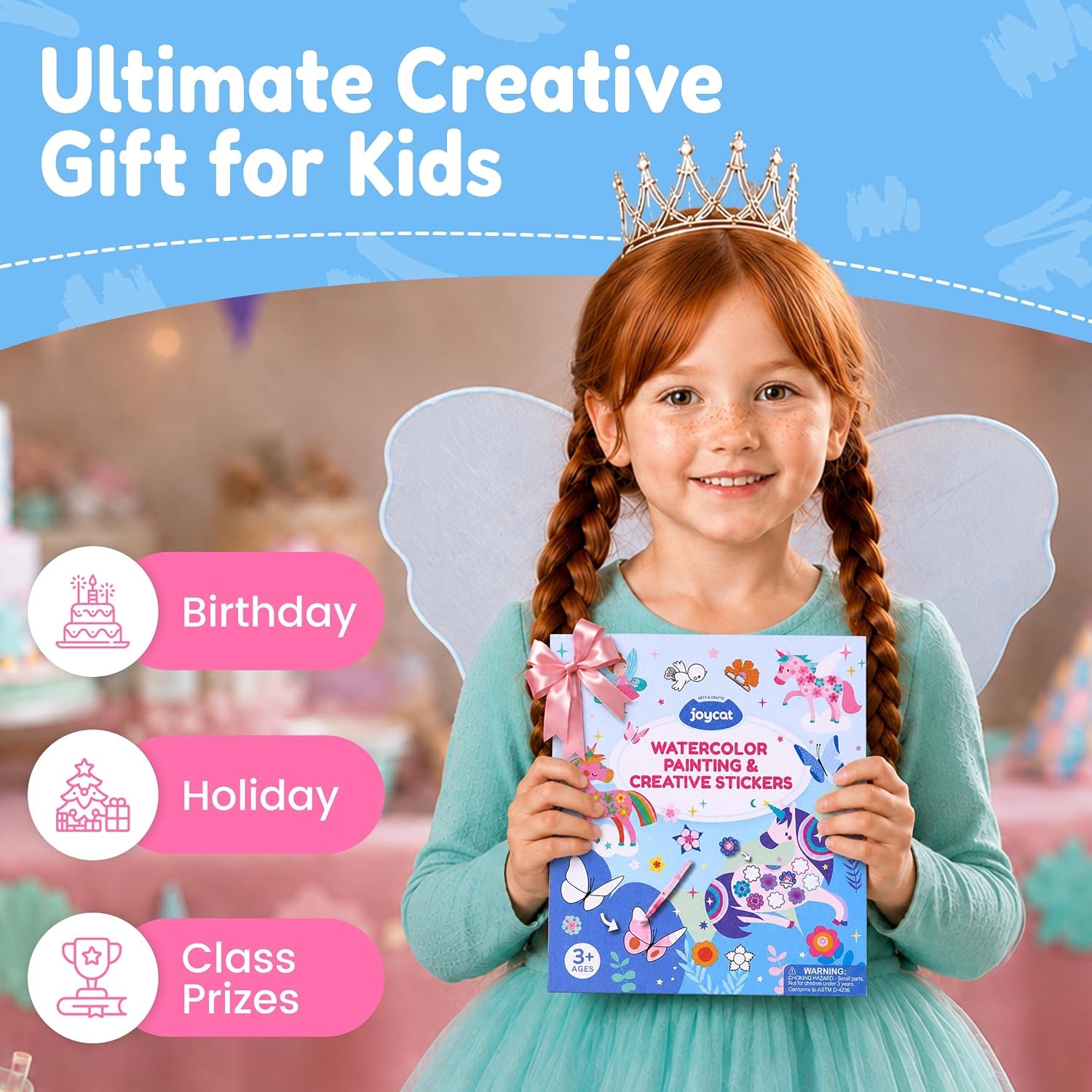 JoyCat Paint with Water Coloring Books & Creative Sticker(Ocean Princess) | Watercolor & Sticker Activity – 200 Pcs Stickers for Kids, Toddler Painting Set, Art & Craft Travel Toy Gifts for Boys Girls(Magical Pony)