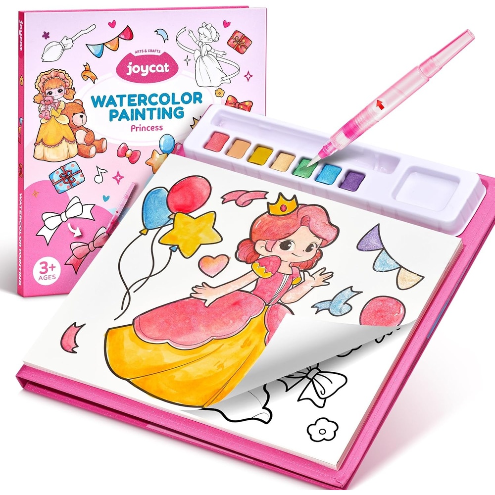JoyCat Paint with Water Coloring Books for Toddlers (Princess)(Flamingo pink)