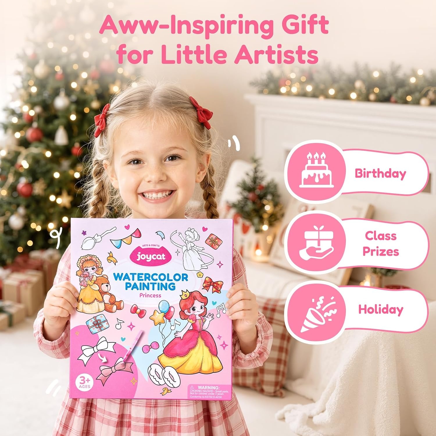 JoyCat Paint with Water Coloring Books for Toddlers (Princess)(Flamingo pink)