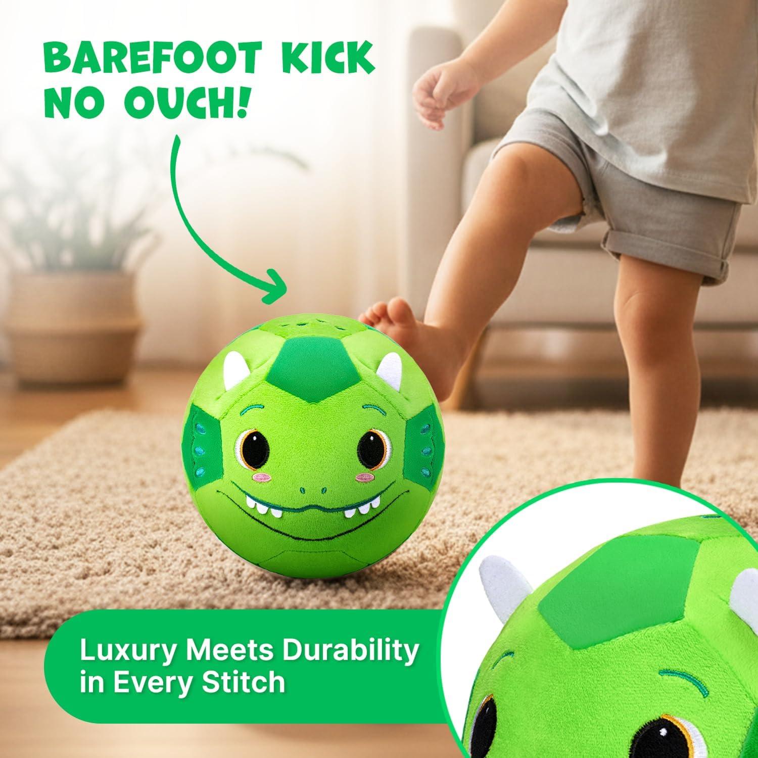 JoyCat Silent Indoor Soccer Ball for Toddlers 1-3, Dinosaur Soft Plush Baby Toddler Soccer Ball Toys Gifts for 1 2 3 4 5 Year Old Boy Girl Birthday Gifts(Dinosaur Soccer)