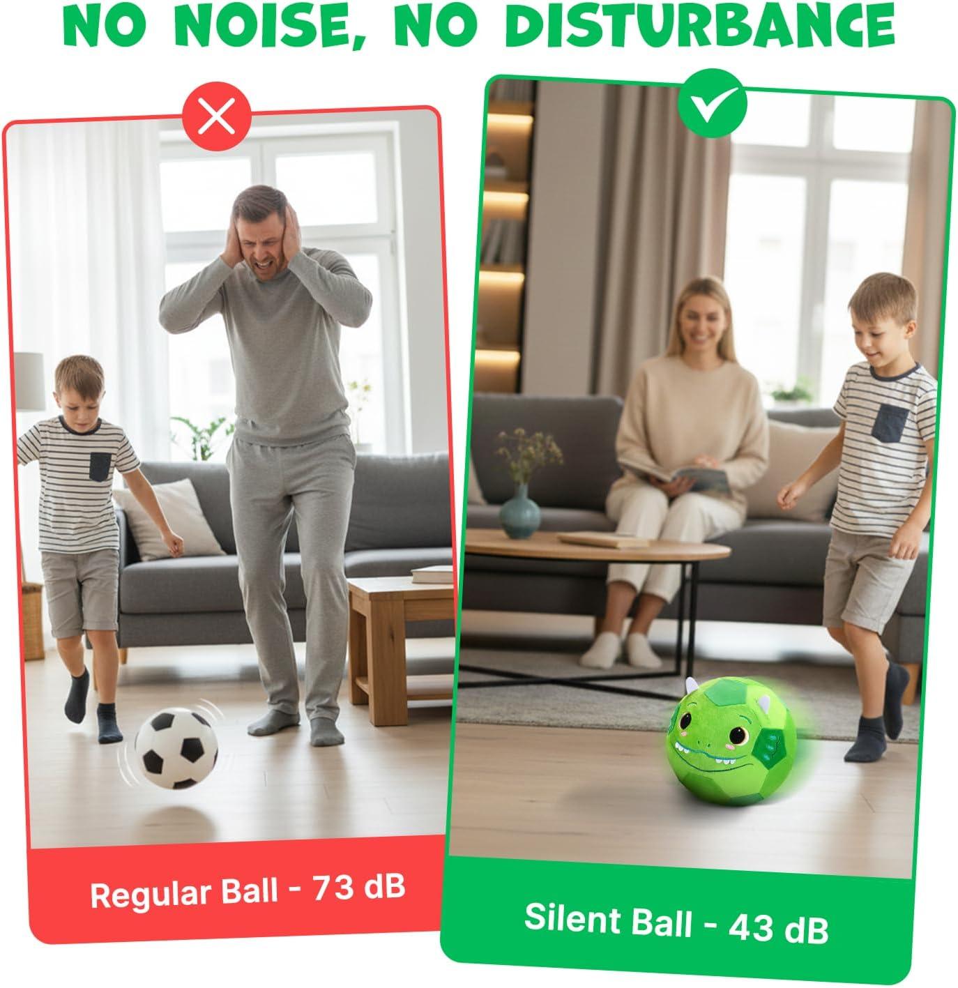 JoyCat Silent Indoor Soccer Ball for Toddlers 1-3, Dinosaur Soft Plush Baby Toddler Soccer Ball Toys Gifts for 1 2 3 4 5 Year Old Boy Girl Birthday Gifts(Dinosaur Soccer)