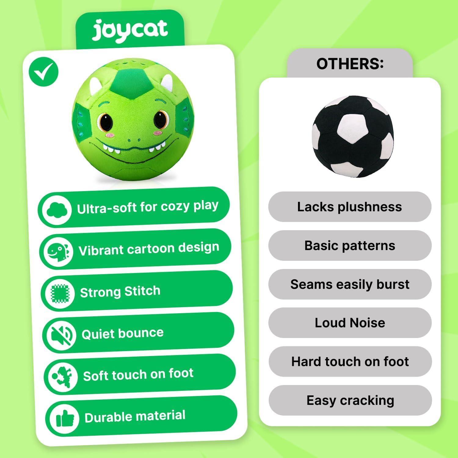 JoyCat Silent Indoor Soccer Ball for Toddlers 1-3, Dinosaur Soft Plush Baby Toddler Soccer Ball Toys Gifts for 1 2 3 4 5 Year Old Boy Girl Birthday Gifts(Dinosaur Soccer)