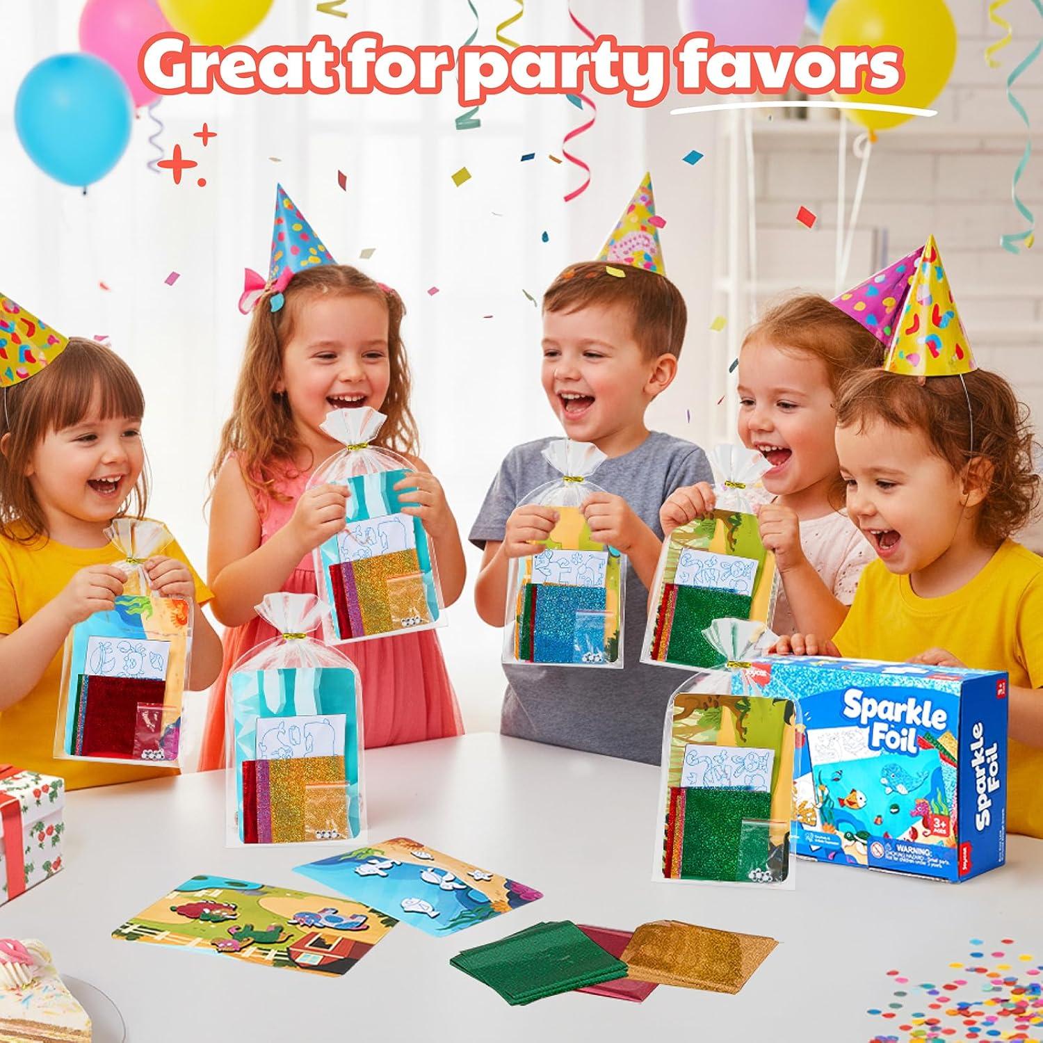 JoyCat 24 Pack Foil Craft Party Favors,No Mess Arts and Crafts for Kids,Goodie Bag Stuffers,DIY Creative Activity, Birthday Present for Girls Boys 4 5 6 7 8 9 Years Old(Unicorn)(Animal)