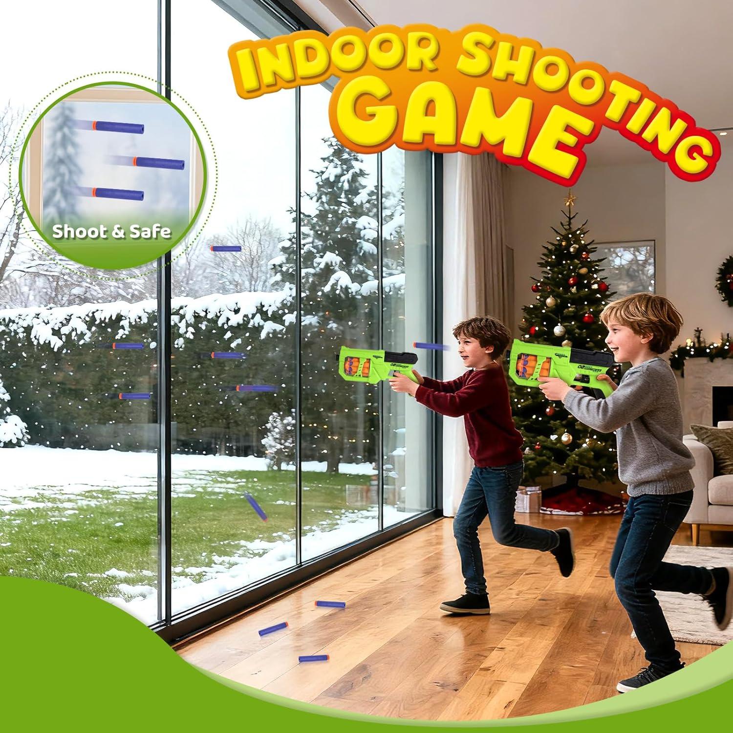 JoyCat 2-in-1 Shooting&Basketball Toy for Kids,Adjustable Height Auto-Moving Shooting Target with Music,Outdoor Indoor Game Compatible with Nerf Toy Guns for Kids,Birthday Chrisrmas Gift for Boys(1 Toy Gun)