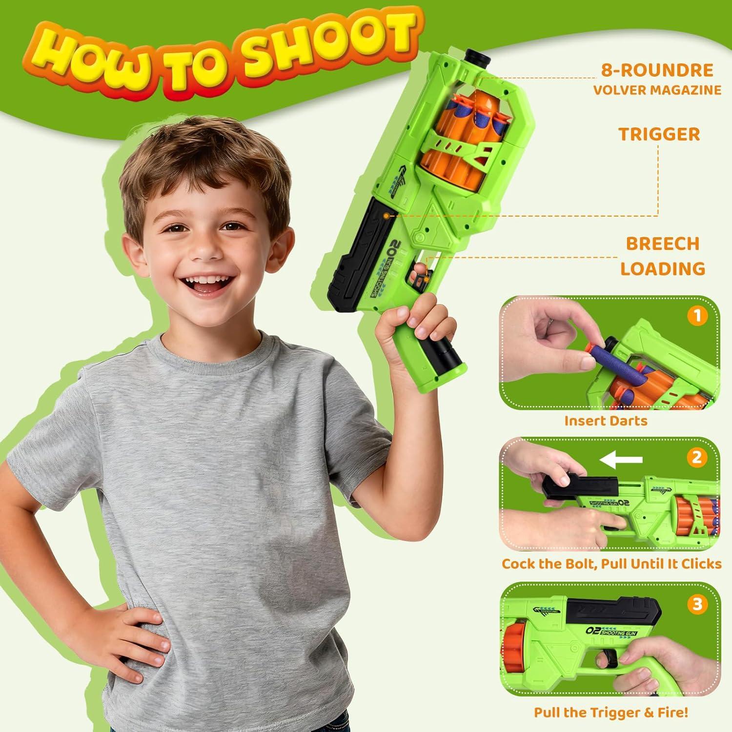 JoyCat 2-in-1 Shooting&Basketball Toy for Kids,Adjustable Height Auto-Moving Shooting Target with Music,Outdoor Indoor Game Compatible with Nerf Toy Guns for Kids,Birthday Chrisrmas Gift for Boys(1 Toy Gun)