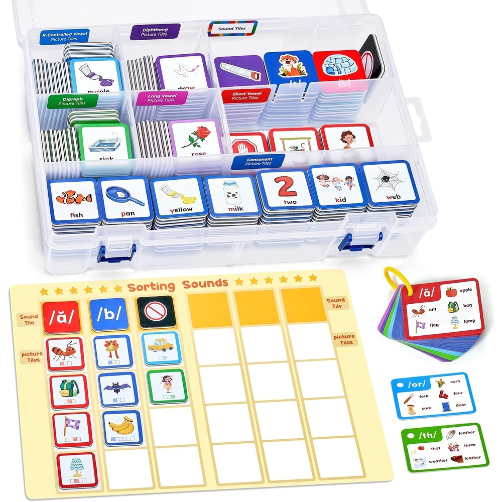 Joycat Magnetic Sound Sorting Tiles, Phonemic Awareness Set, Ages 3 and Up