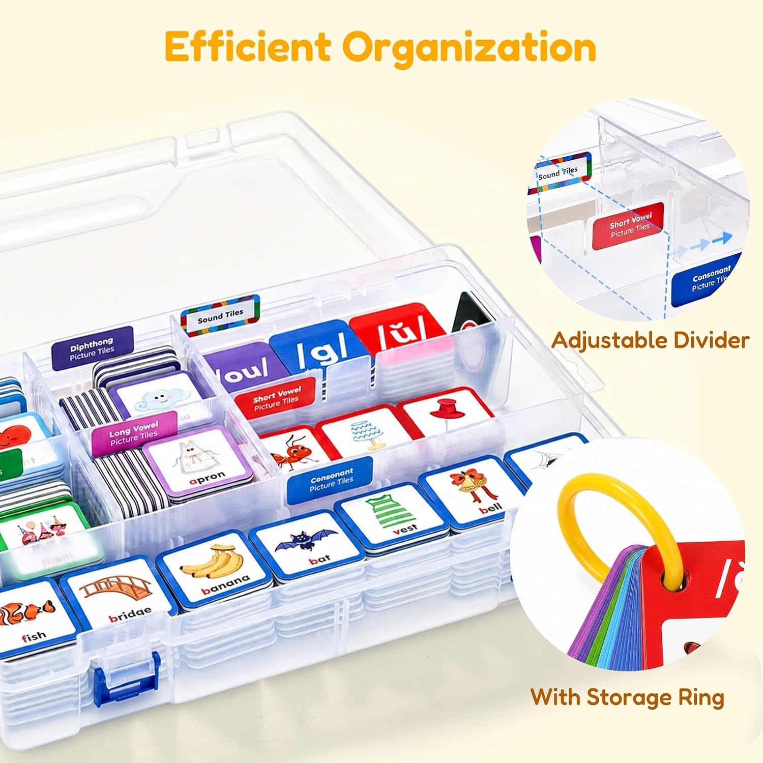 Joycat Magnetic Sound Sorting Tiles, Phonemic Awareness Set, Ages 3 and Up