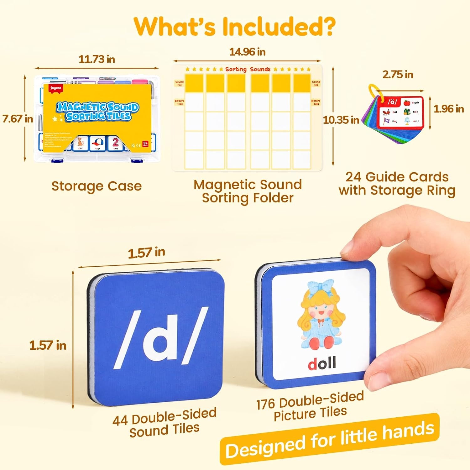 Joycat Magnetic Sound Sorting Tiles, Phonemic Awareness Set, Ages 3 and Up