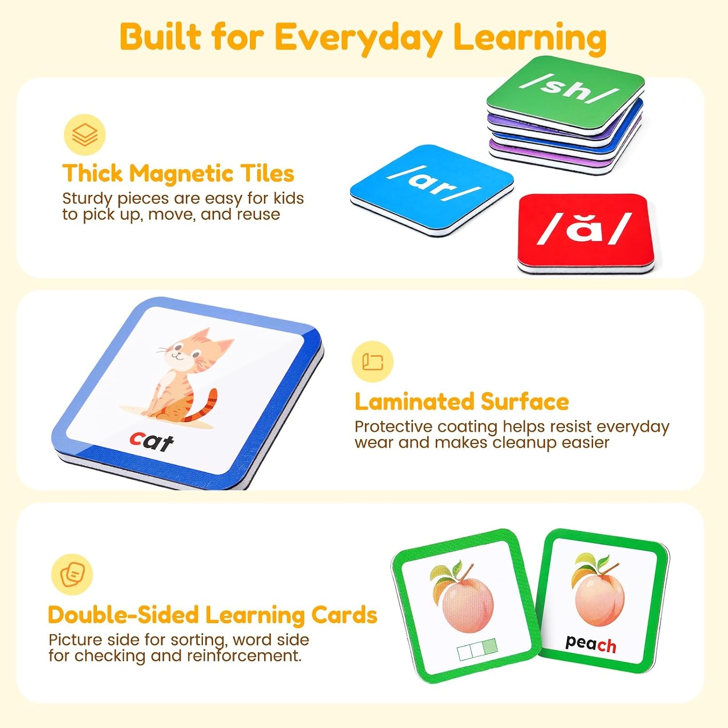 Joycat Magnetic Sound Sorting Tiles, Phonemic Awareness Set, Ages 3 and Up