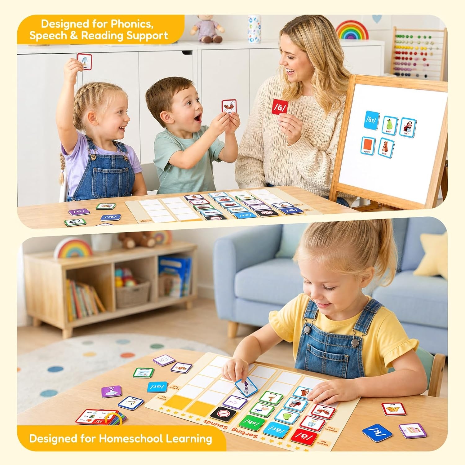 Joycat Magnetic Sound Sorting Tiles, Phonemic Awareness Set, Ages 3 and Up