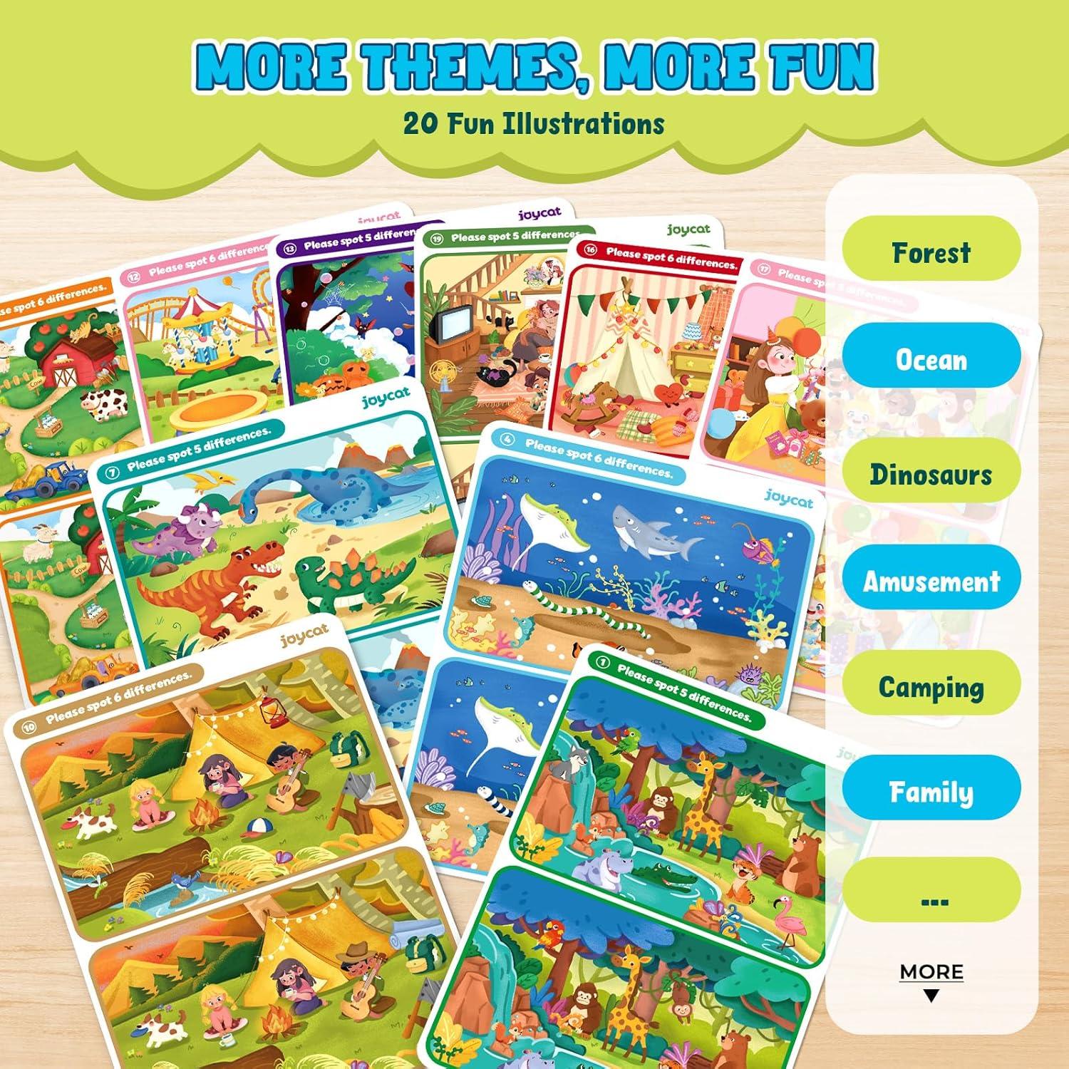 JoyCat 24 Pack Spot the Difference Game Cards for Kids, Reusable Dry Erase Party Favors, Classroom Prizes, Goodie Bag Stuffers & Birthday Return Gifts for Ages 4-8