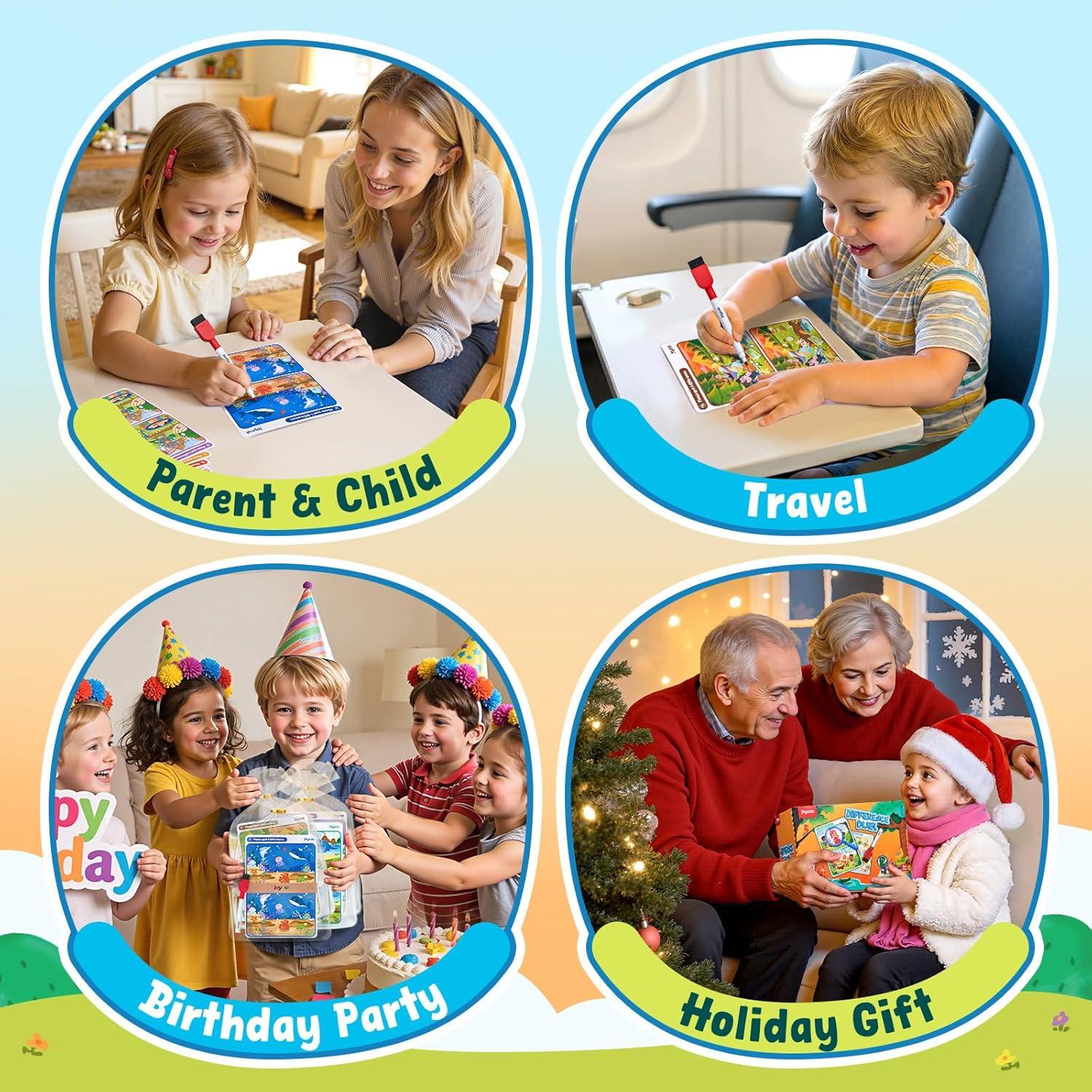 JoyCat 24 Pack Spot the Difference Game Cards for Kids, Reusable Dry Erase Party Favors, Classroom Prizes, Goodie Bag Stuffers & Birthday Return Gifts for Ages 4-8