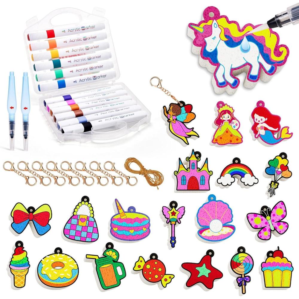JoyCat Art Kit- 3D DIY Foam Texture Painting Kit, Unicorn & Princess Magic Puffy Paint Kit, Easter Basket Stuffers, Craft Kits for Kids, Creative Gift for Girls & Boys Ages 4, 5, 6, 7, 8, 9, 10(Princess & Unicorn)