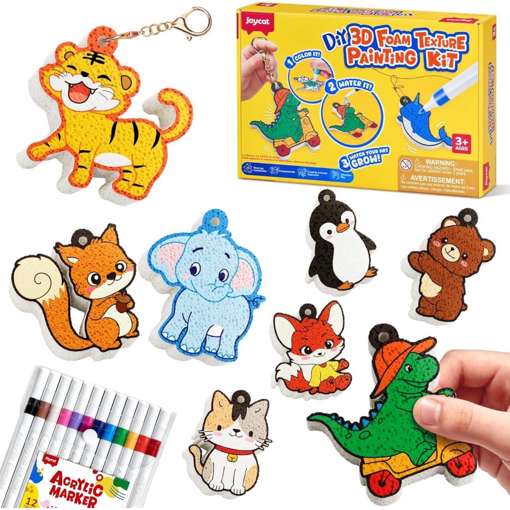 JoyCat 3D Art Kit- DIY Foam Texture Painting Kit, Animals Magic Puffy Paint Kit, 20 Pcs Mess-Free Paint Craft for Kids, DIY Color Activity, Creative Gift for Girls & Boys Ages 4, 5, 6, 7, 8, 9, 10(Animal)