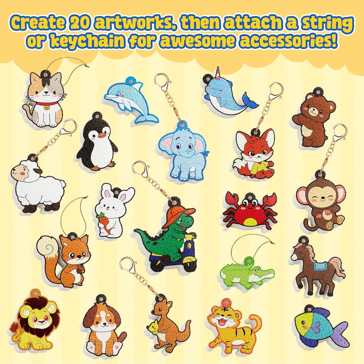 JoyCat 3D Art Kit- DIY Foam Texture Painting Kit, Animals Magic Puffy Paint Kit, 20 Pcs Mess-Free Paint Craft for Kids, DIY Color Activity, Creative Gift for Girls & Boys Ages 4, 5, 6, 7, 8, 9, 10(Animal)