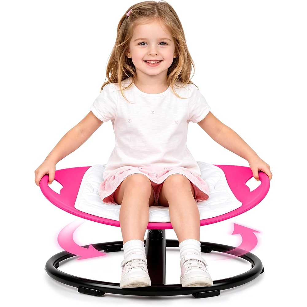 JOYCAT Spinning Sensory Chair for Kids, 360° Sensory Swivel Chair with Soft Washable Cushion,Grip Handles & Anti-Slip Base, 220LBS Kids Spin Chair for Autism Sensory Play, Classroom & Calm Corner,Blue(Pink)