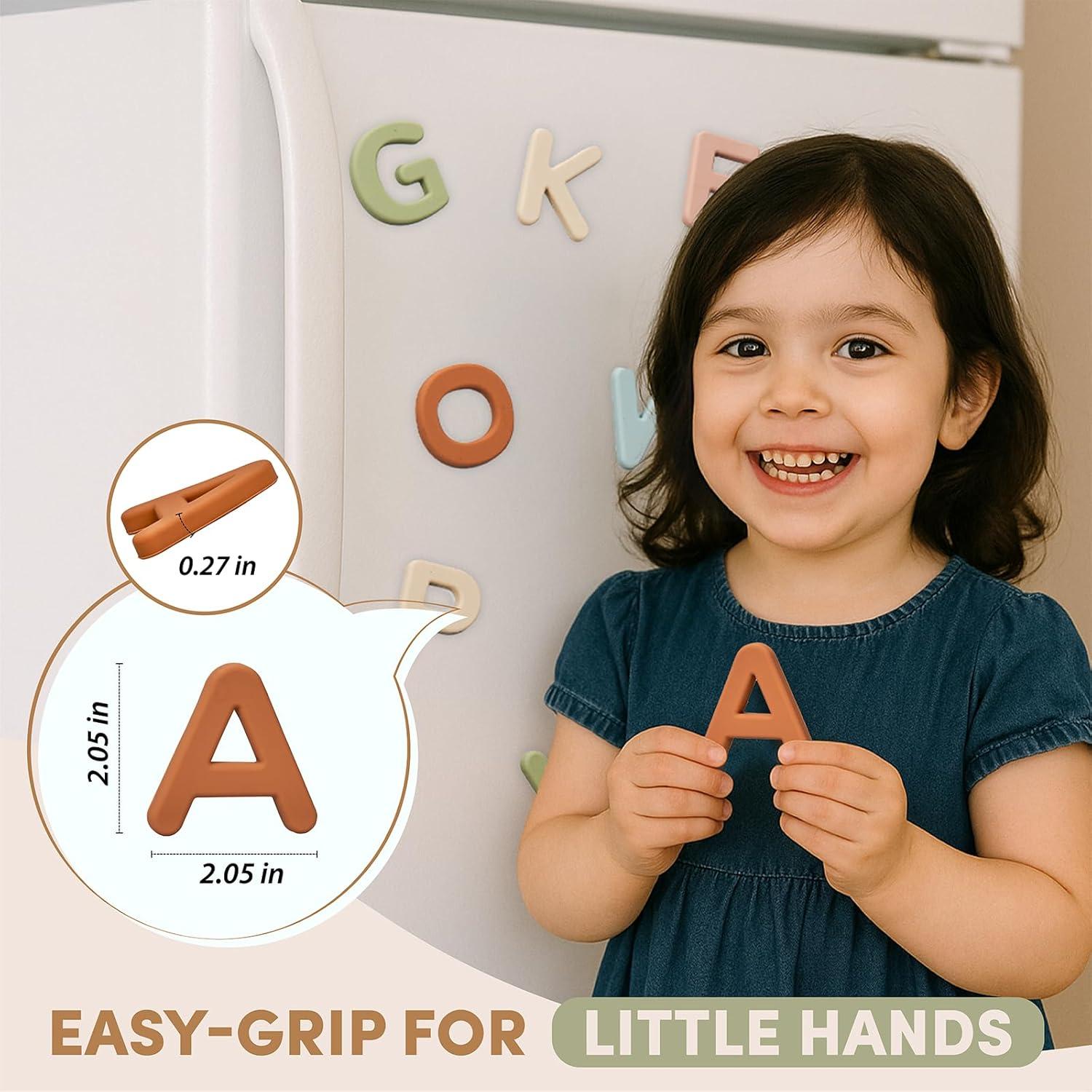 JoyCat Baby Toys – Soft Baby Beehive with 5 Sensory Bees + Silicone Alphabet Magnetic Letters, 26 Uppercase ABC Fridge Magnets for Toddlers & Kids
