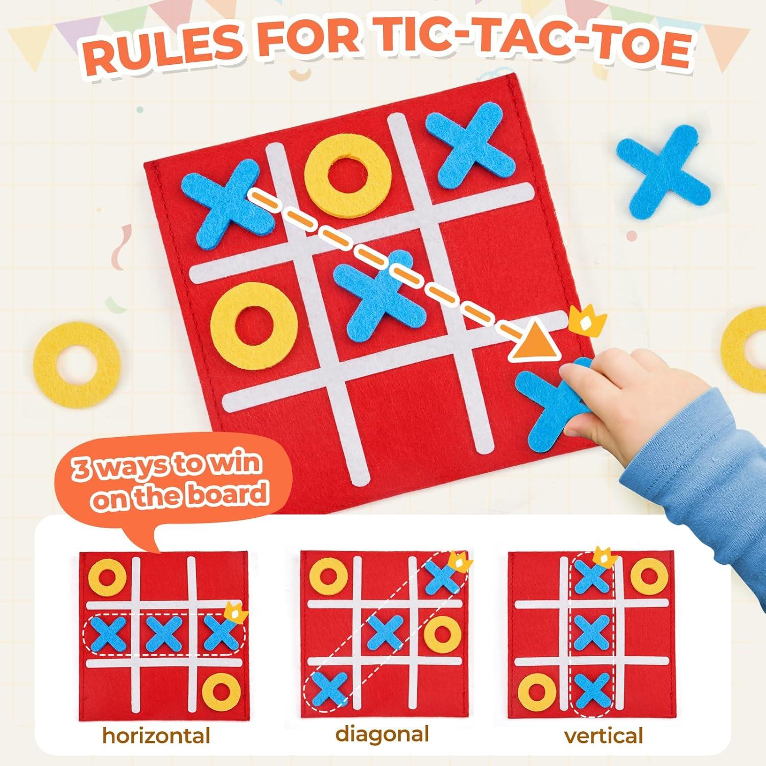 JoyCat Party Favors for Kids Spot the Difference 24 Pack Felt Tic-Tac-Toe 48 Sets, Dry-Erase, Individually Packed for Parties, Classroom and Goodie Bags