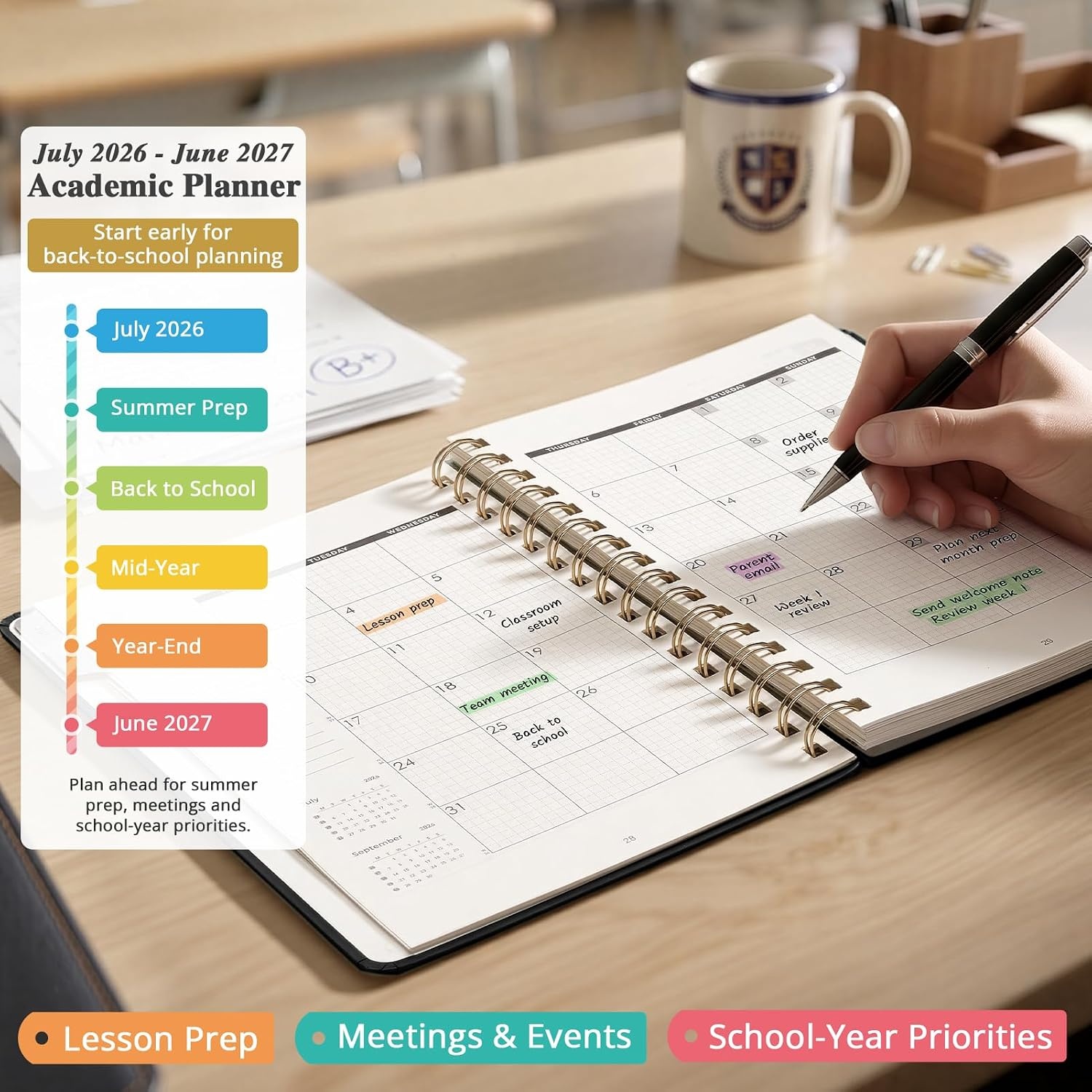 JoyCat Black Art Portfolio Binder Fits 11″x17″ + A5 Academic Planner 2026-2027, July 2026 – June 2027, A5 Weekly & Monthly Planner