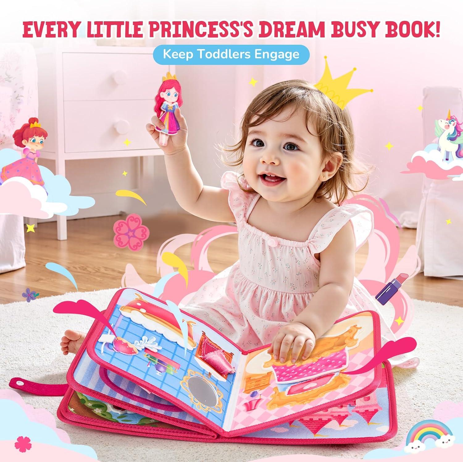 JoyCat Princess Busy Book & Wooden Fridge Magnets for Toddlers