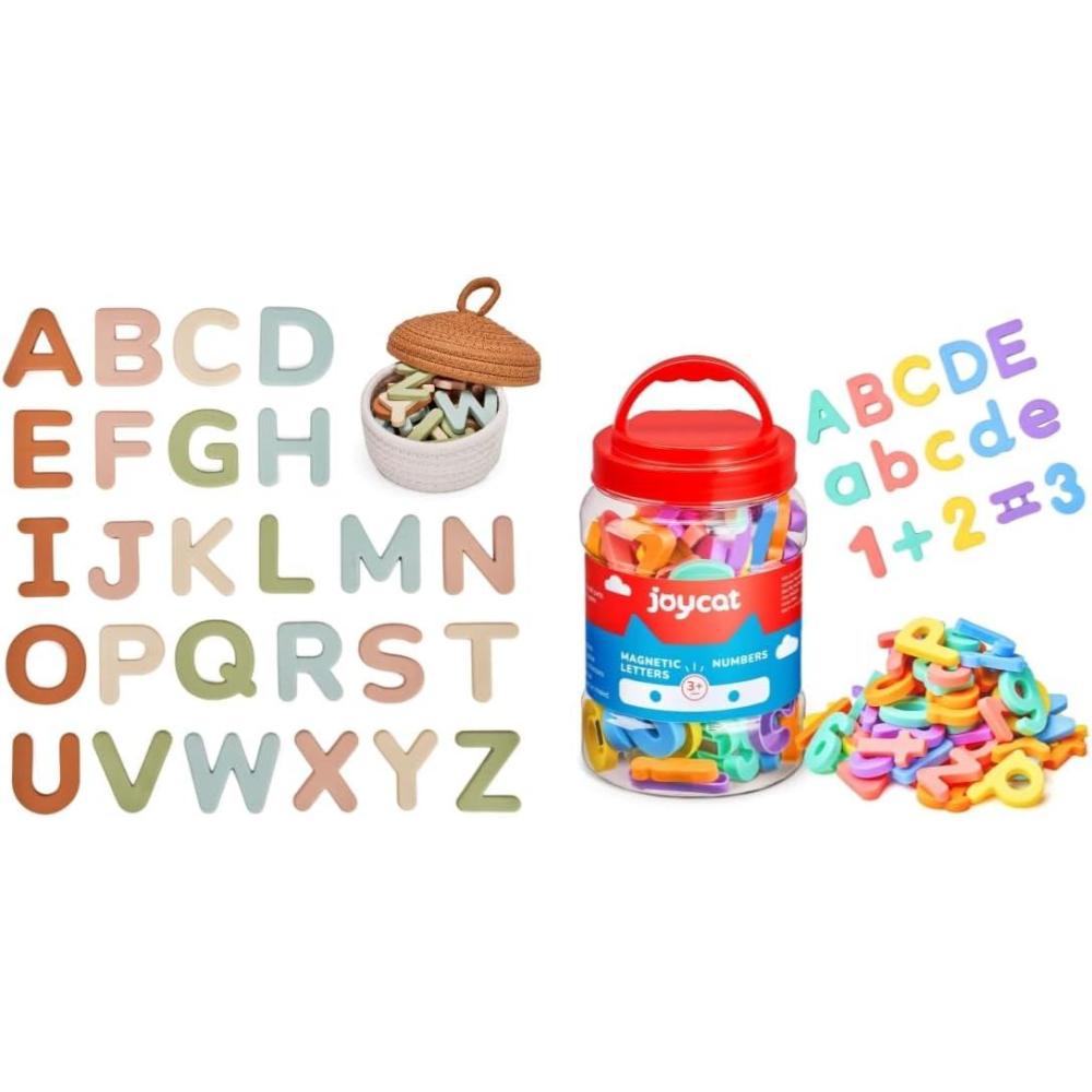 JoyCat Magnetic Letters and Numbers (104 PCS), Uppercase and Lowercase Alphabet Fridge Magnets + Silicone Alphabet Magnetic Letters, 26 Uppercase ABC Fridge Magnets for Toddlers & Kids