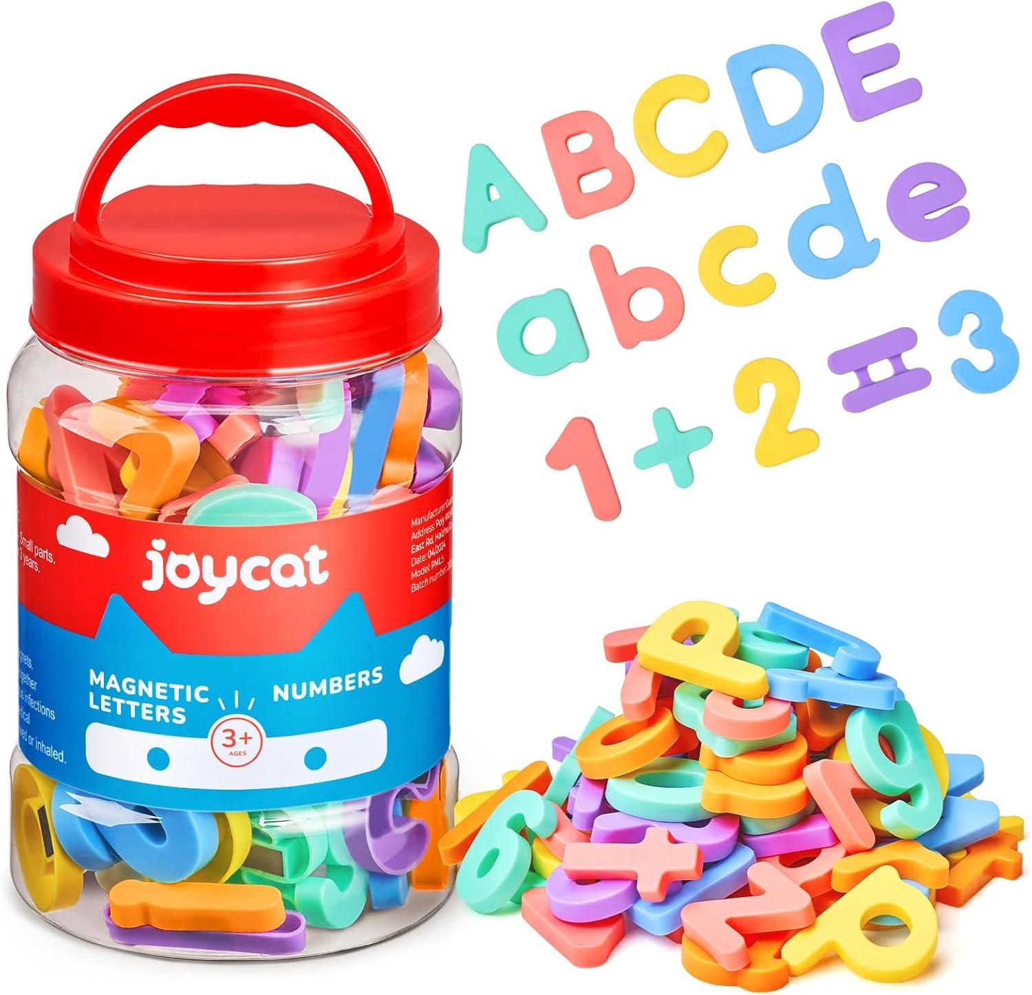 JoyCat Magnetic Letters and Numbers (104 PCS), Uppercase and Lowercase Alphabet Fridge Magnets + Silicone Alphabet Magnetic Letters, 26 Uppercase ABC Fridge Magnets for Toddlers & Kids