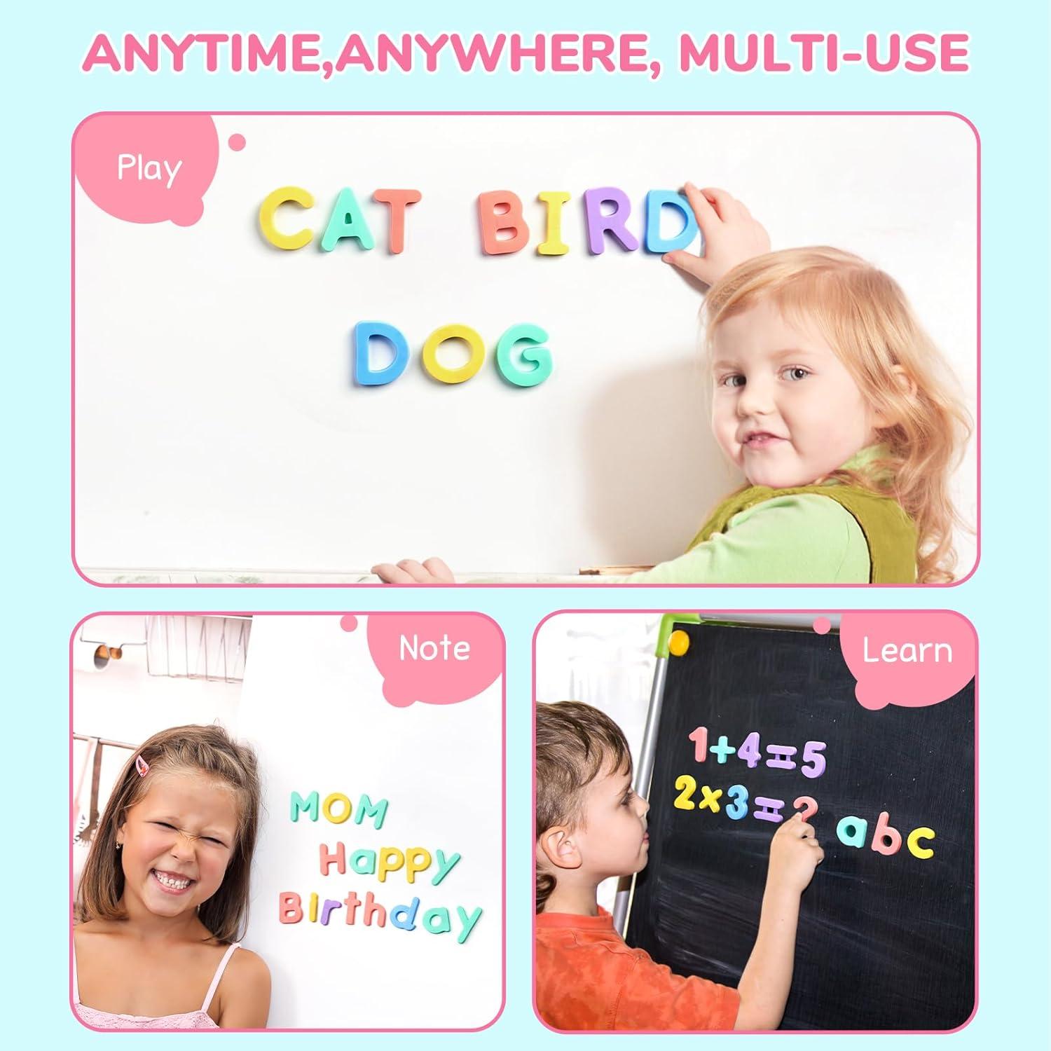 JoyCat Magnetic Letters and Numbers (104 PCS), Uppercase and Lowercase Alphabet Fridge Magnets + Silicone Alphabet Magnetic Letters, 26 Uppercase ABC Fridge Magnets for Toddlers & Kids
